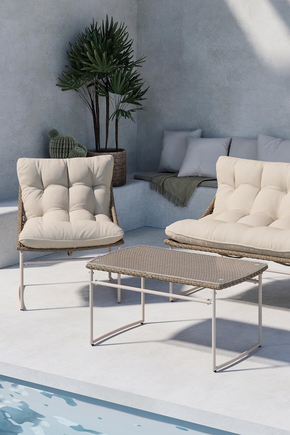 Tina Outdoor Sofa-Set in Weiss präsentiert im Onlineshop von KAQTU Design AG. Loungeset ist von Venture Home