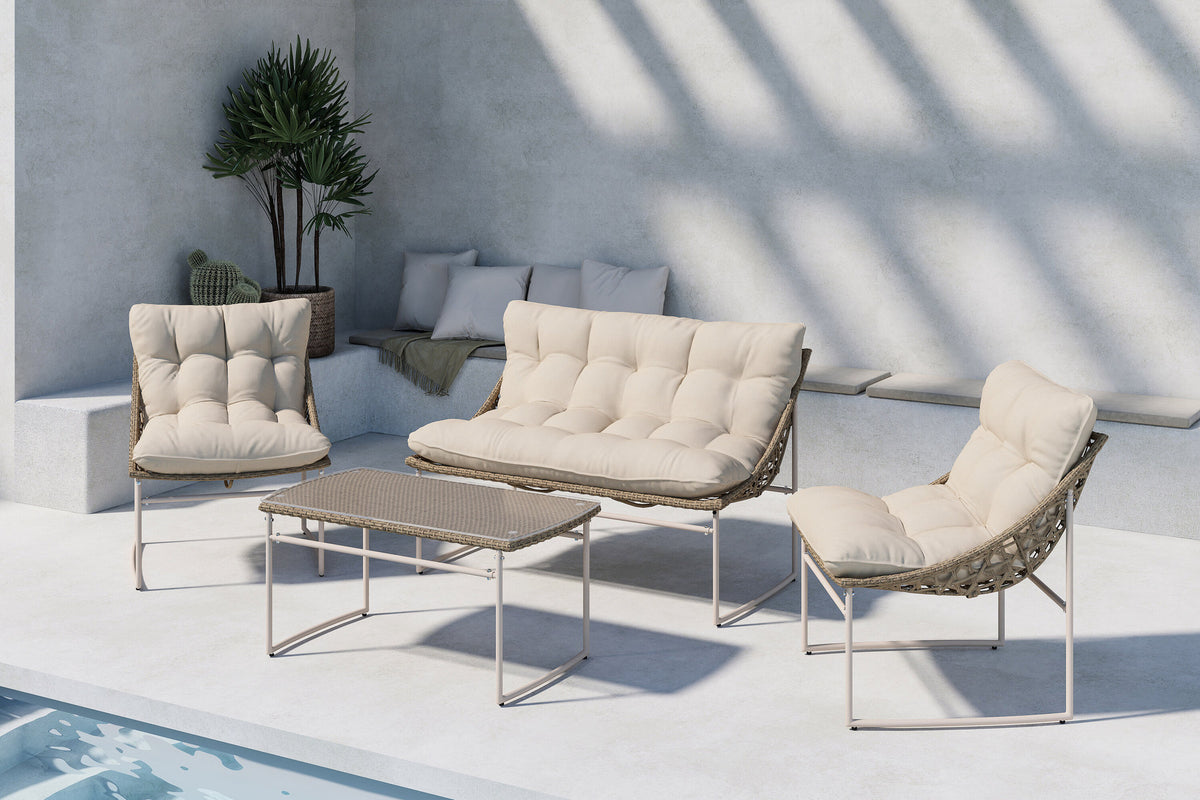 Tina Outdoor Sofa-Set in Weiss präsentiert im Onlineshop von KAQTU Design AG. Loungeset ist von Venture Home
