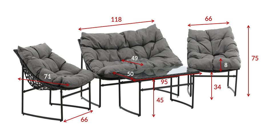 Tina Outdoor Sofa-Set in Schwarz präsentiert im Onlineshop von KAQTU Design AG. Loungeset ist von Venture Home