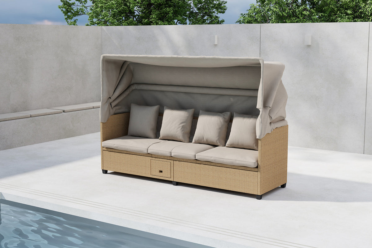 Nopy Sonnenlounge in Beige präsentiert im Onlineshop von KAQTU Design AG. Liegestuhl ist von Venture Home