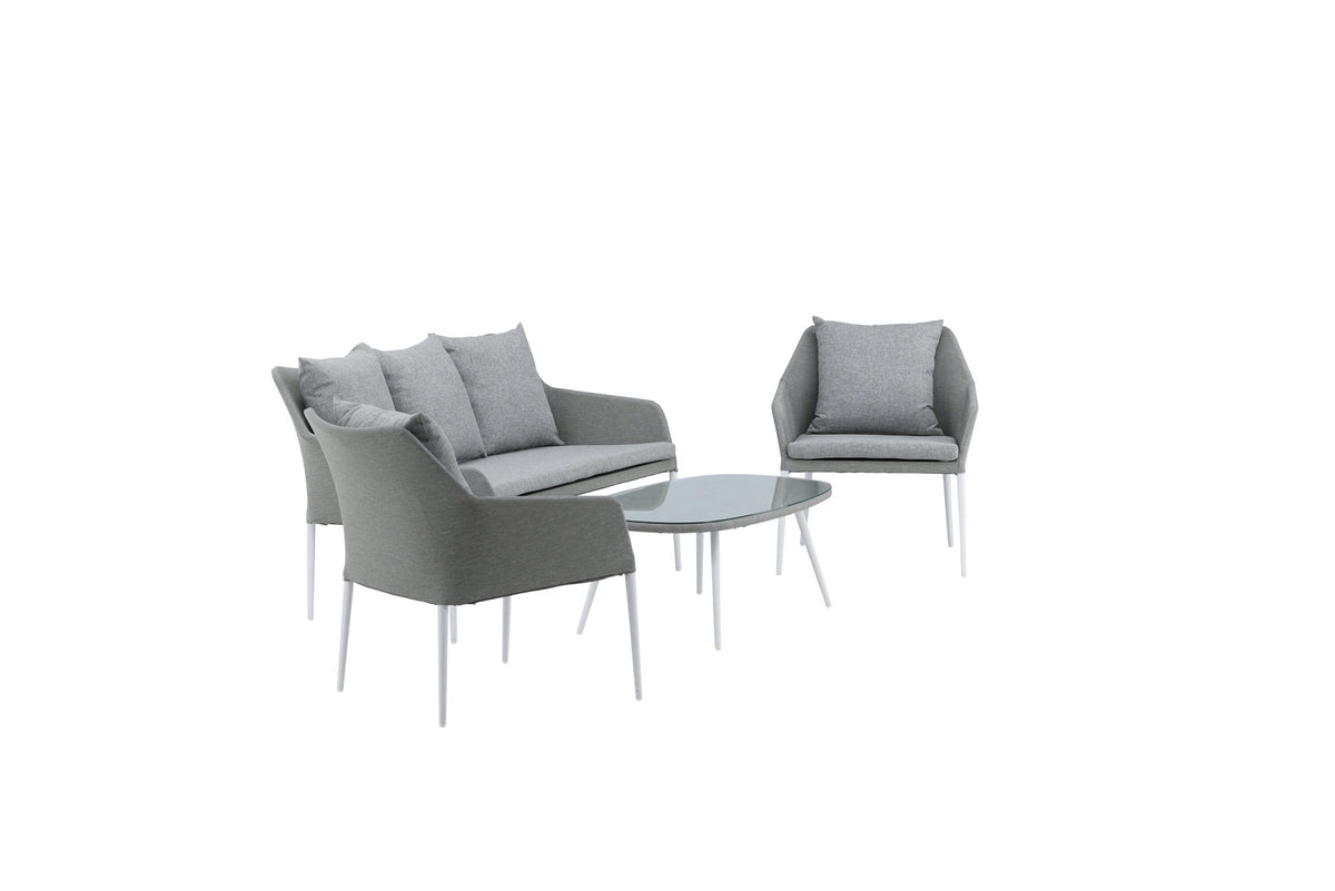 Spoga Sofagarnitur in Weiss/Grau präsentiert im Onlineshop von KAQTU Design AG. Loungeset ist von Venture Home