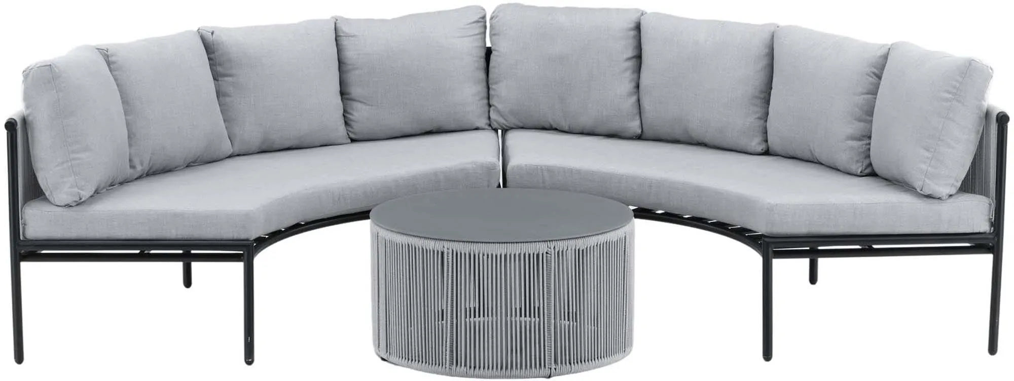 Elegantes Virya Ecksofa von Venture Home: Halbmond-Design, robustes Polyesterseil, wasserabweisende Kissen.