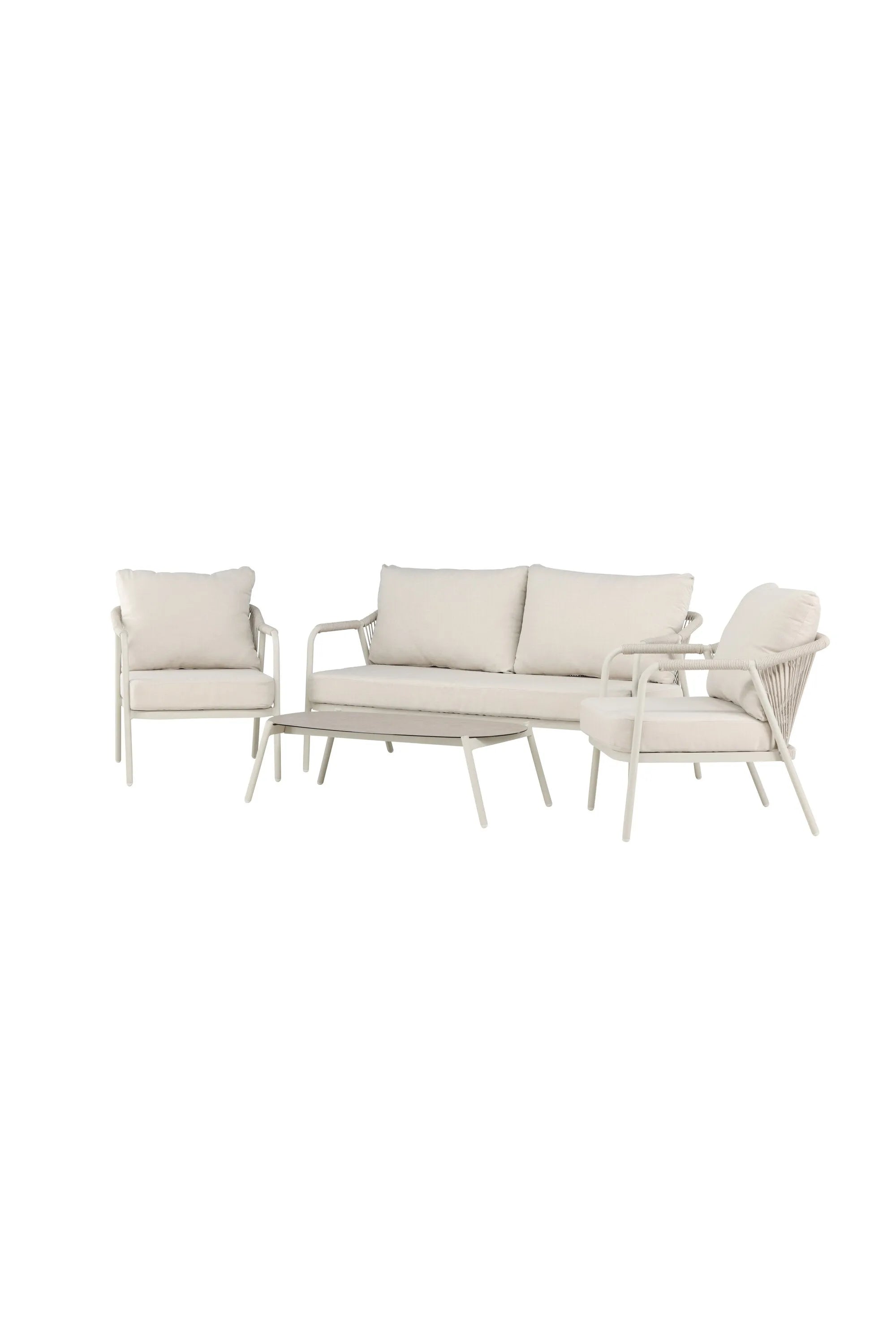 Das Sicily Lounge-Set von Venture Home: Eleganz und Komfort für Ihren Außenbereich. Robustes Aluminium, weiche Polyesterkissen, stilvolle Glasplatte.