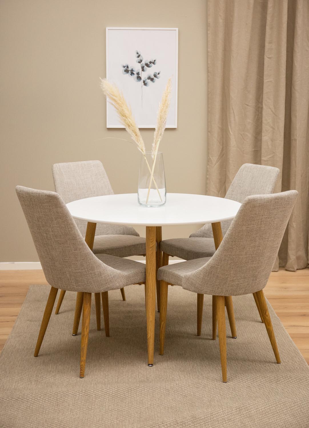 Weisser Esstisch Plaza von Venture Home mit Tischplatte aus MDF und Untergestell aus naturfarbenem Stahl, Masse 100x75 cm.