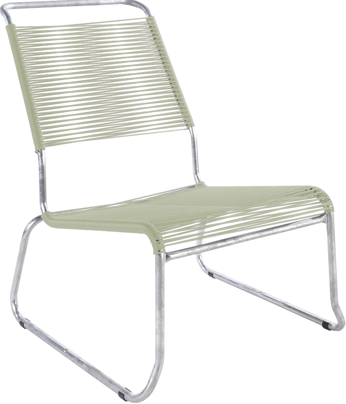 Säntis Spaghetti-Lounger mit Armlehne Hochlehner Kufen in Pastellgrün präsentiert im Onlineshop von KAQTU Design AG. Outdoor-Sessel mit Armlehnen ist von Schaffner