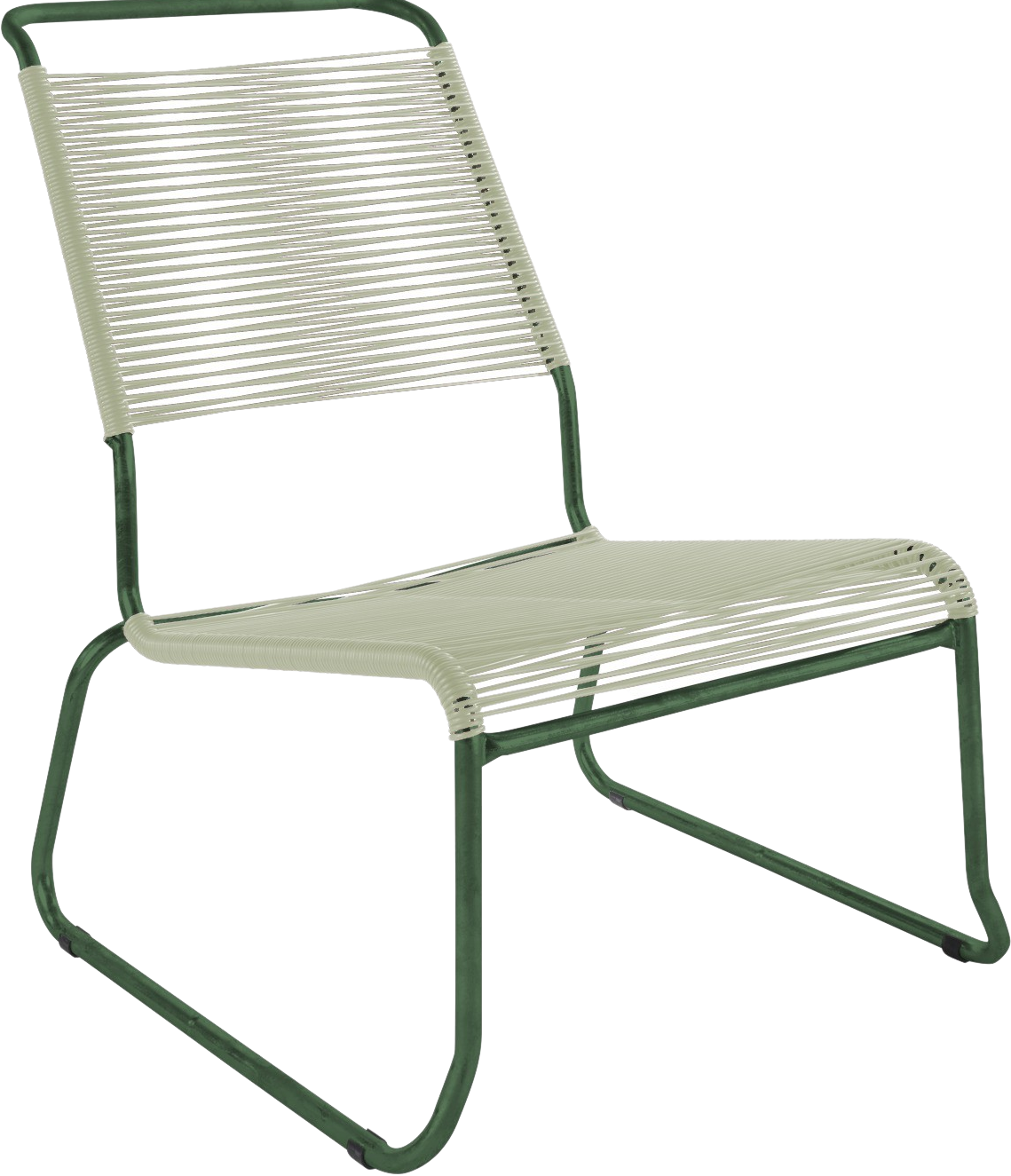 Säntis Spaghetti-Lounger mit Armlehne Hochlehner Kufen in Pastellgrün präsentiert im Onlineshop von KAQTU Design AG. Outdoor-Sessel mit Armlehnen ist von Schaffner