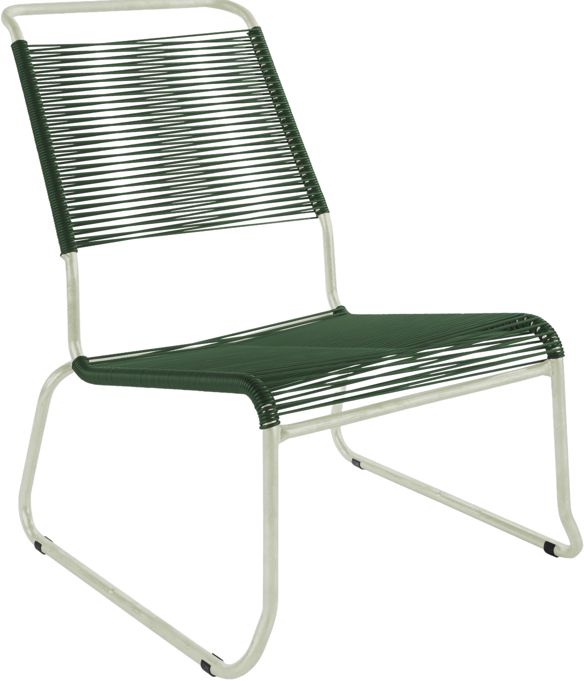 Säntis Spaghetti-Lounger mit Armlehne Hochlehner Kufen in Tannengrün präsentiert im Onlineshop von KAQTU Design AG. Outdoor-Sessel mit Armlehnen ist von Schaffner
