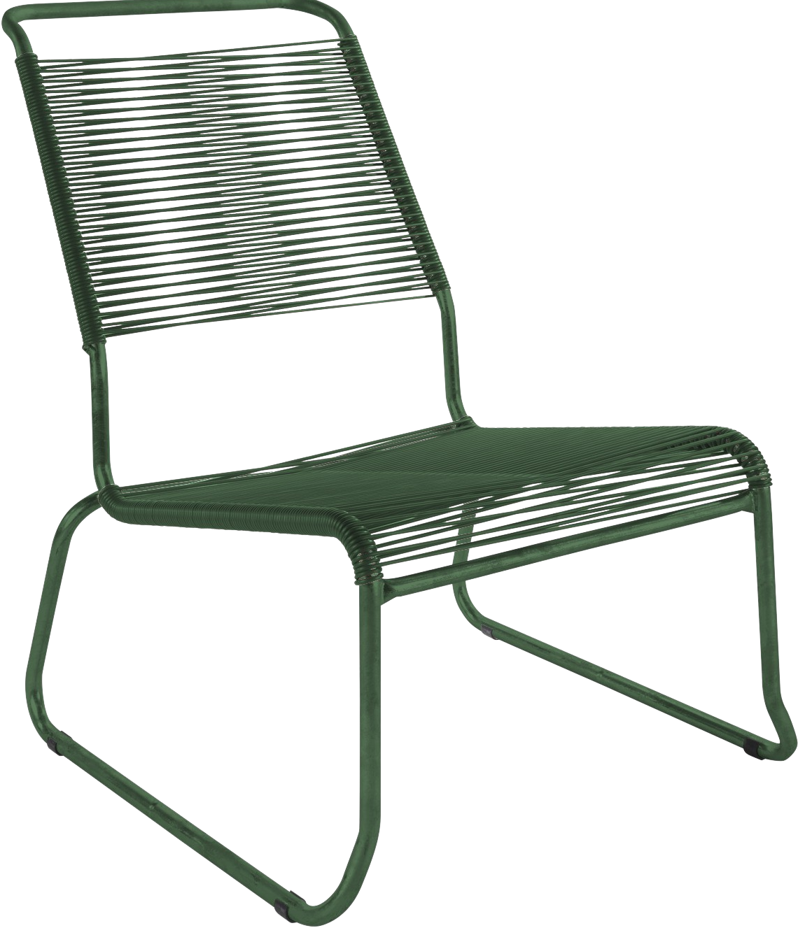Säntis Spaghetti-Lounger mit Armlehne Hochlehner Kufen in Tannengrün präsentiert im Onlineshop von KAQTU Design AG. Outdoor-Sessel mit Armlehnen ist von Schaffner