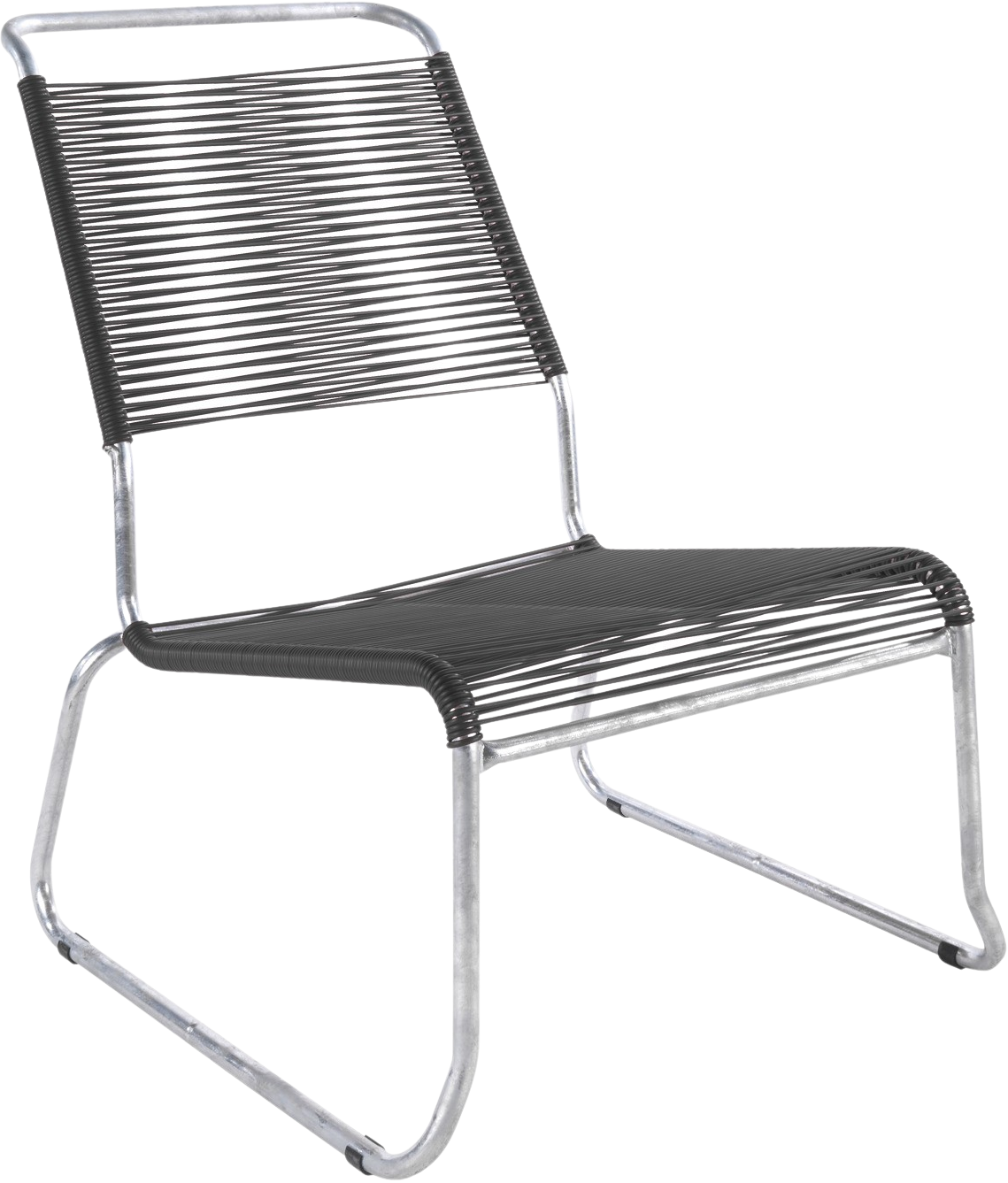 Säntis Spaghetti-Lounger mit Armlehne Hochlehner Kufen in Anthrazit präsentiert im Onlineshop von KAQTU Design AG. Outdoor-Sessel mit Armlehnen ist von Schaffner