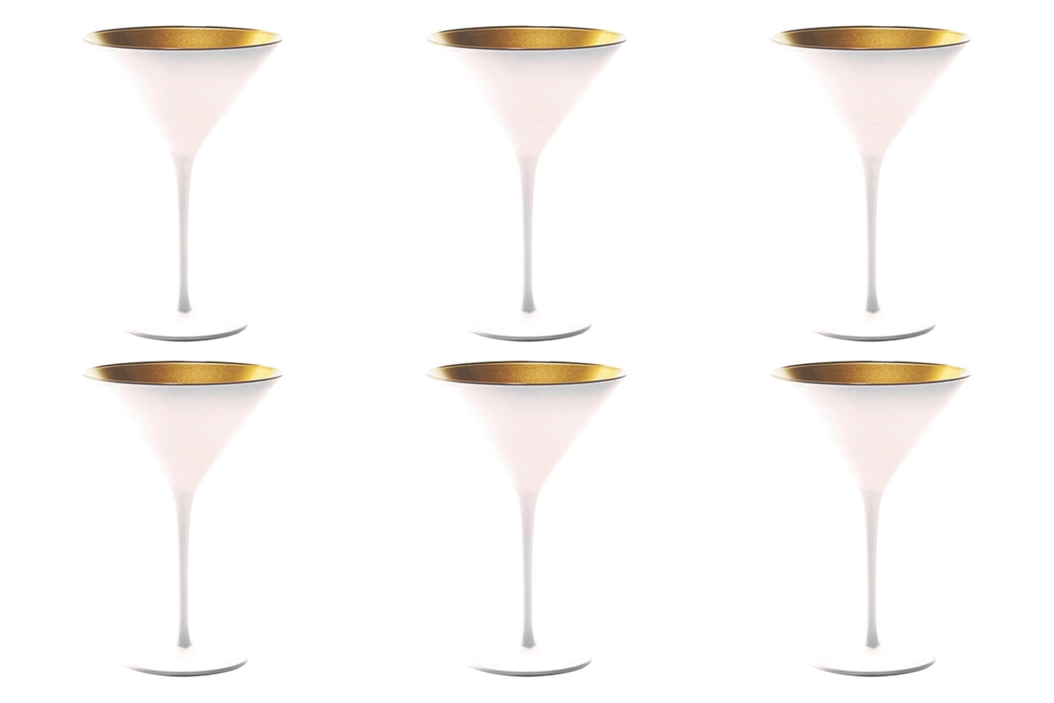 Elegantes 6er Set Cocktailschalen von Stölzle in Weiß und Gold, ideal für stilvolle Cocktails und besondere Anlässe, mit ansprechendem Design.
