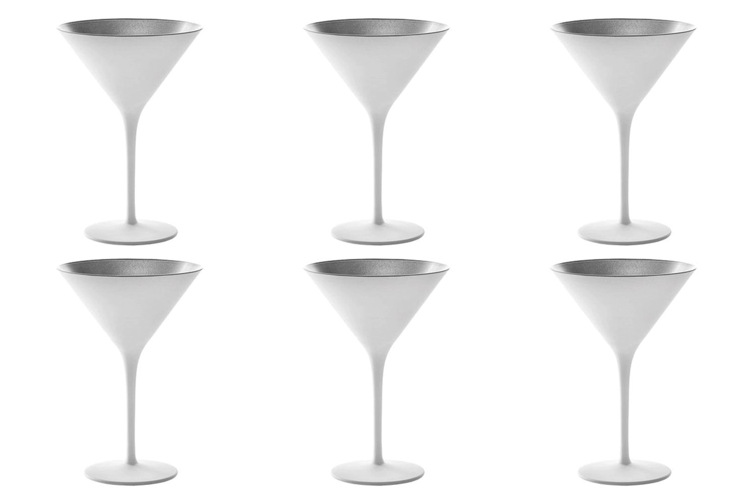 Elegantes 6er Set Cocktailschalen von Stölzle in Weiß und Silber, 240ml, ideal für stilvolle Cocktails und besondere Anlässe.