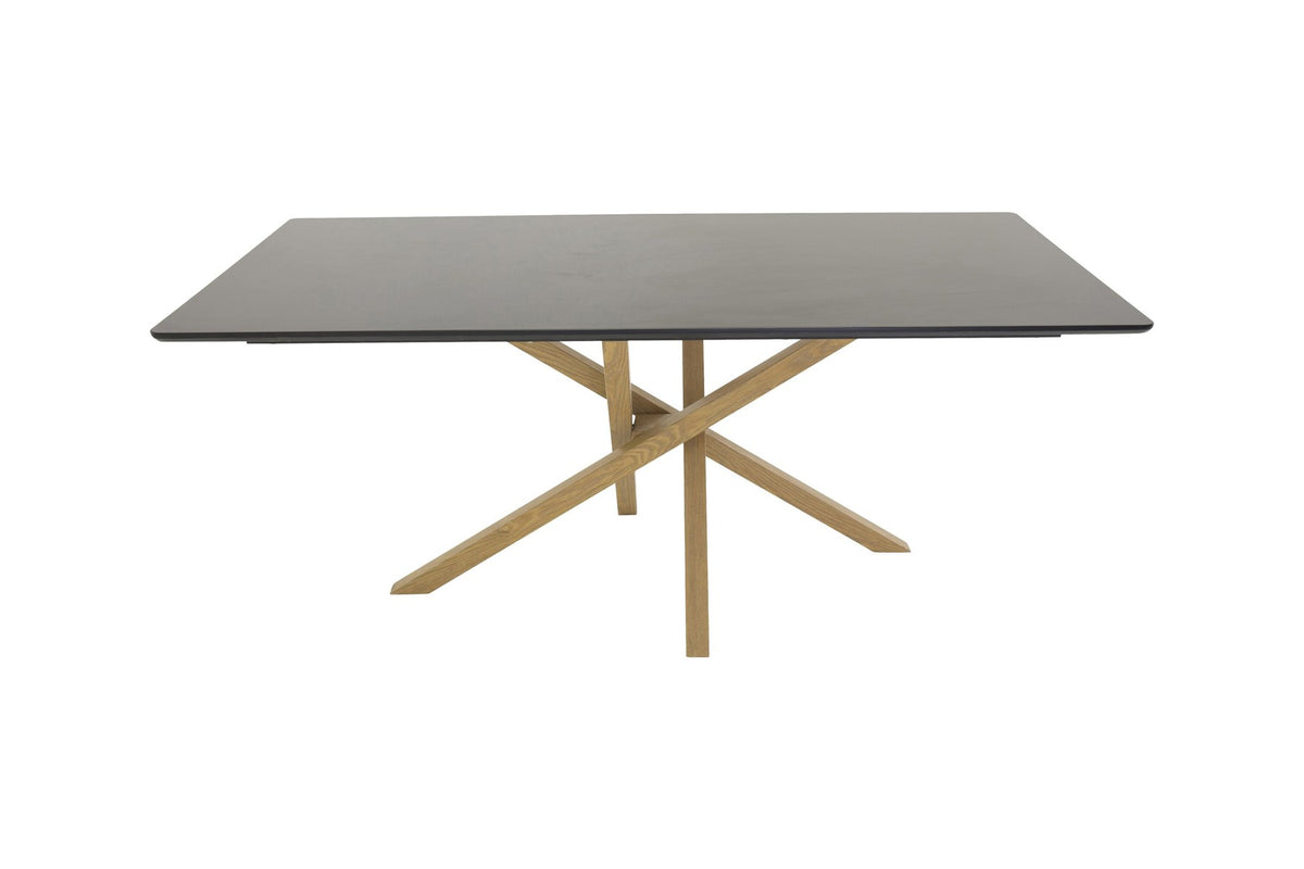 Piazza Esstisch von Venture Home mit weisser MDF-Tischplatte und Gestell aus Stahl in Natur, rechteckige Form, 180 x 90 cm.