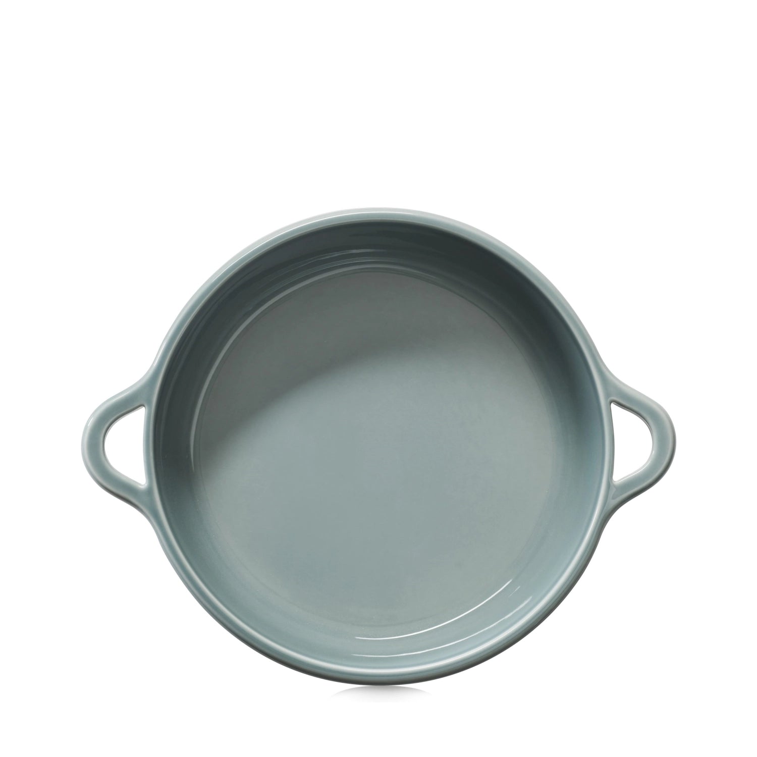 Stilvolle runde Auflaufform in wolkengrau von Revol, 31 cm Durchmesser, perfekt für kreative Gerichte und besondere Anlässe.
