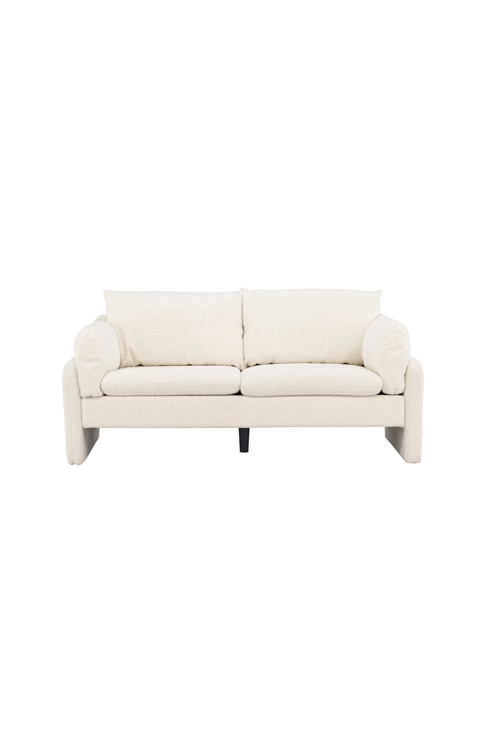 Elegantes 2-Sitzer-Sofa in weißem Teddy-Stoff, nordisches Design, langlebig, komfortabel, ideal für stilvolle Wohnräume.