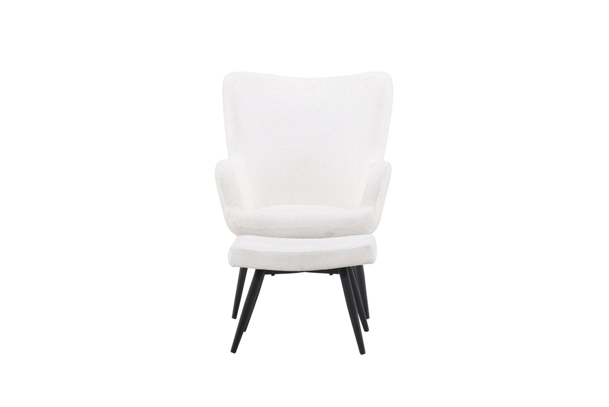 Como Sessel mit Ottoman in Weiss präsentiert im Onlineshop von KAQTU Design AG. Sessel mit Armlehnen ist von Venture Home
