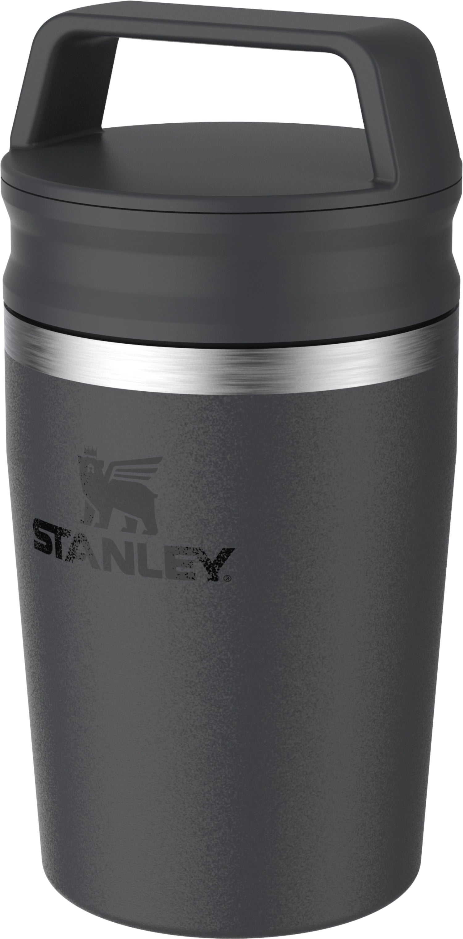 Schwarzer Café-To-Go Travel Mug 0.23l von Stanley, ideal für unterwegs, mit modernem Design und praktischer Handhabung.