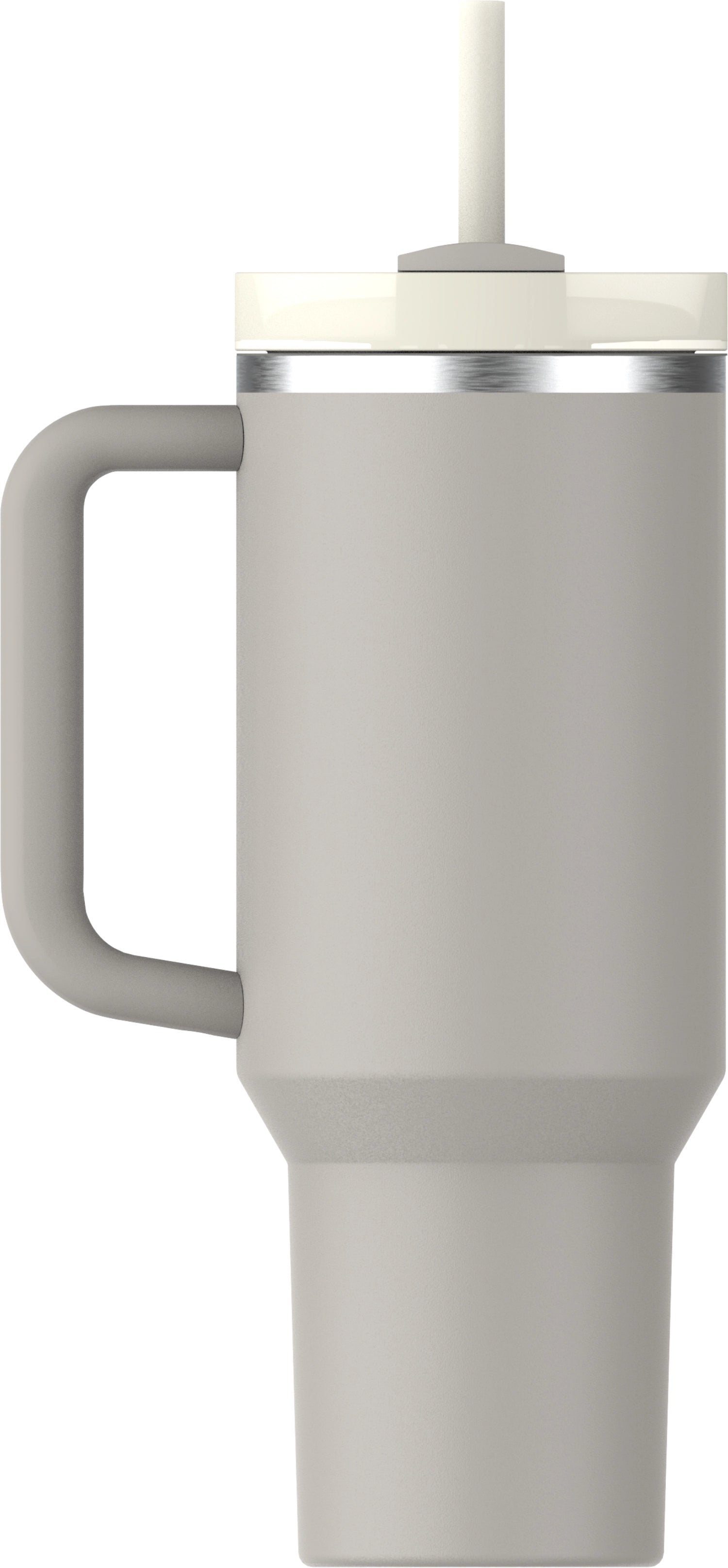 Stylische Stanley Quencher FlowState Trinkflasche in elegantem Ash-Grau, ideal für aktive Lebensstile und Hydration unterwegs.