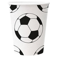 Bicchieri di carta 8x pallone da calcio 8,5x8,5x10,2 cm - 0,25 l