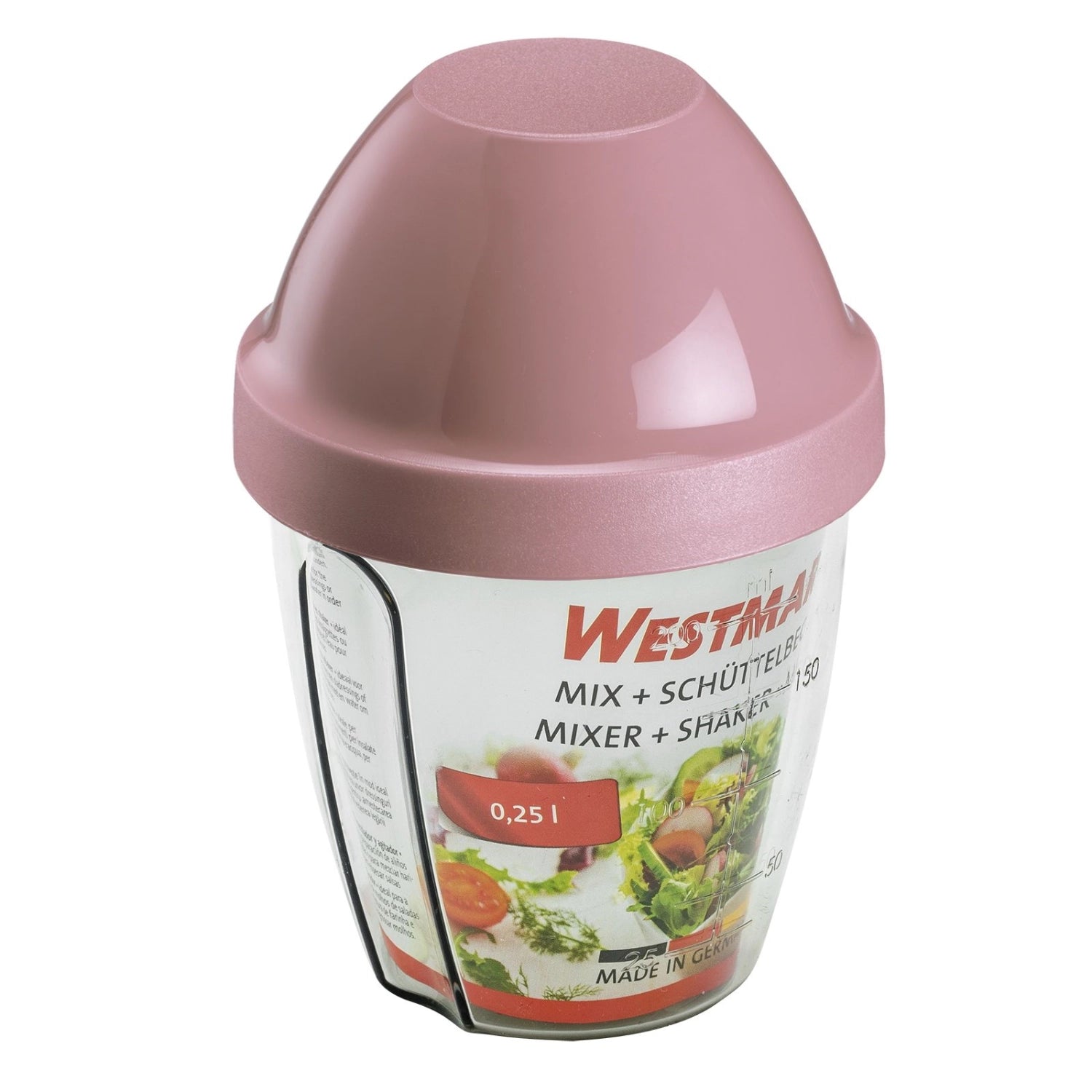 Eleganter Schüttelbecher in sanftem Rosa von Westmark, perfekt zum Mixen von Getränken und Cocktails mit einem Fassungsvermögen von 0,25 l.