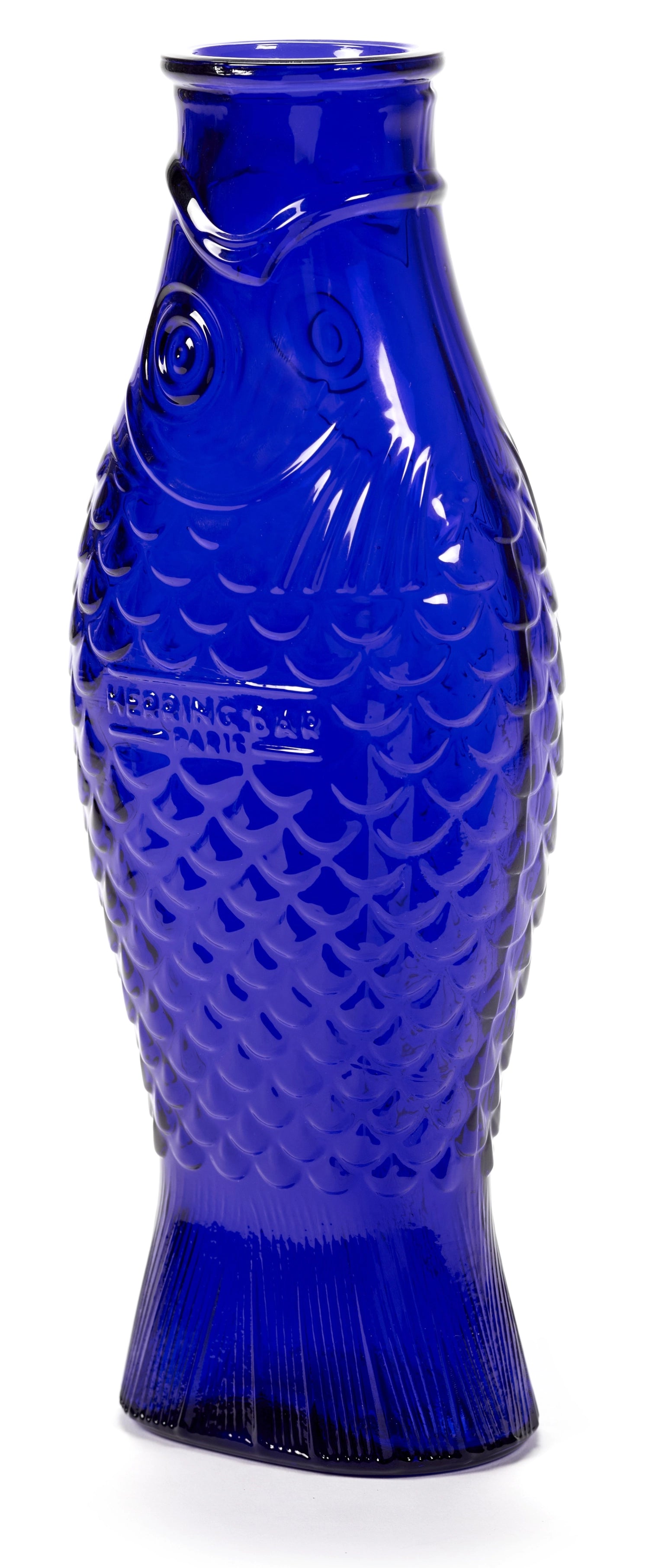 Stilvolle P. Navone Fish&Fish Flasche in leuchtendem Trans blau, 1 Liter, 10.6x7.5x29 cm, perfekt für elegante Tischarrangements und besondere Anlässe.
