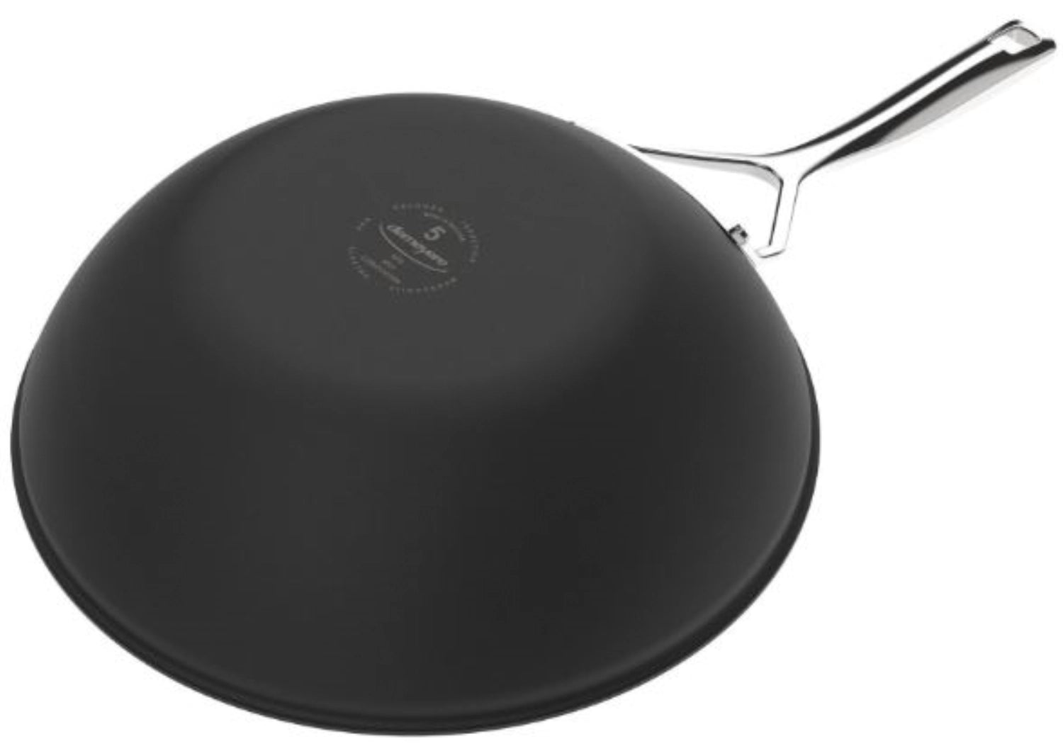 Schwarzer 30 cm Wok von Demeyere, perfekt für asiatische Küche, kombiniert modernes Design mit hoher Funktionalität für köstliche Gerichte.