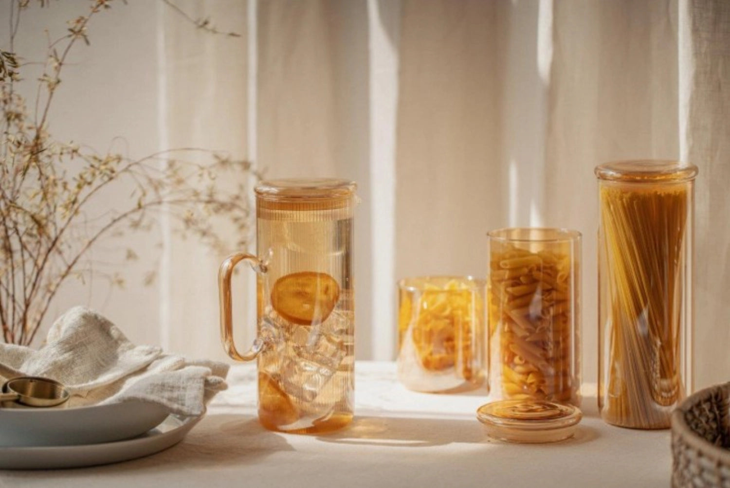 Borosilicate glass carafe, 1.2l gold