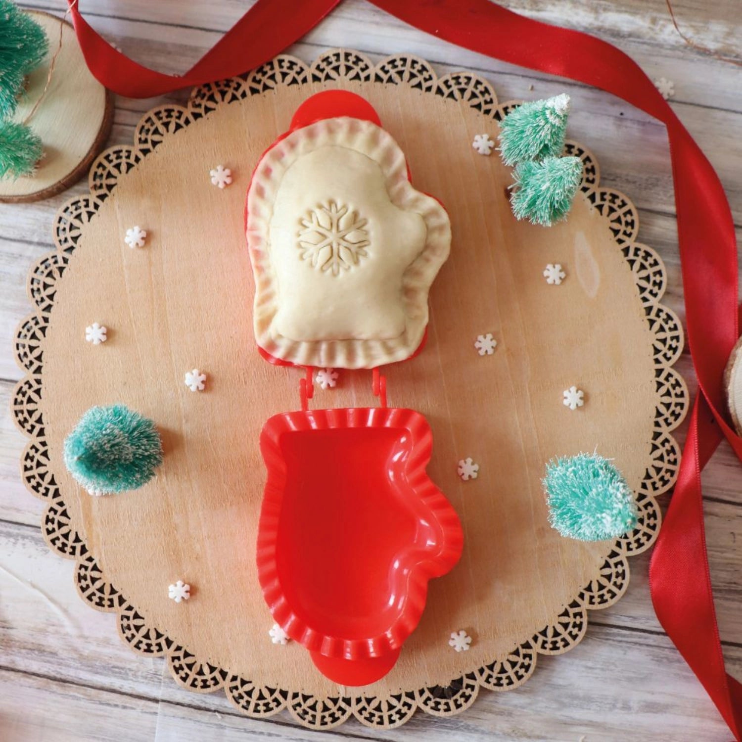 Pâte ancien gant de Noël avec flocon de neige