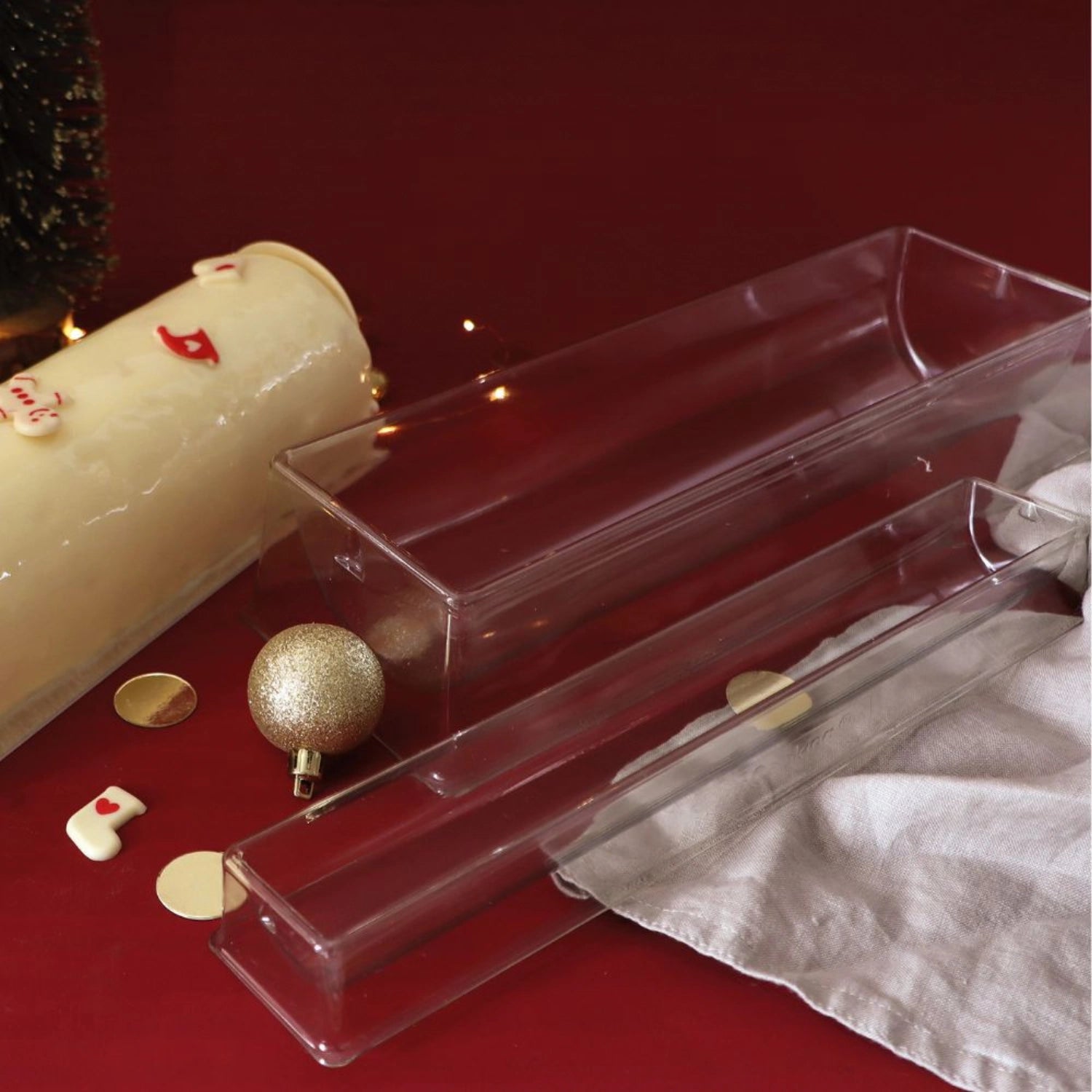 Praktisches 2er Set Bûche Backformen von Scrap Cooking, perfekt für die Zubereitung von eleganten Kuchen und festlichen Leckereien.