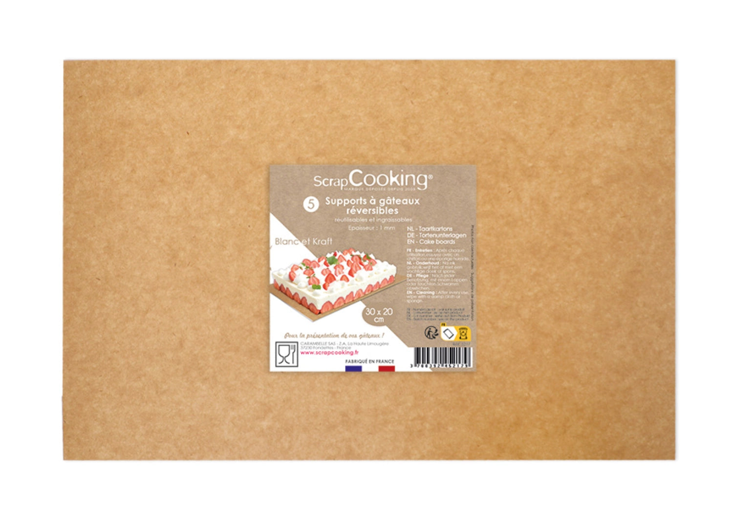 Set aus 5 hochwertigen Kuchenunterlagen aus Kraftpapier (20x30cm) – perfekt für stilvolle Anlässe und kreative Backideen.