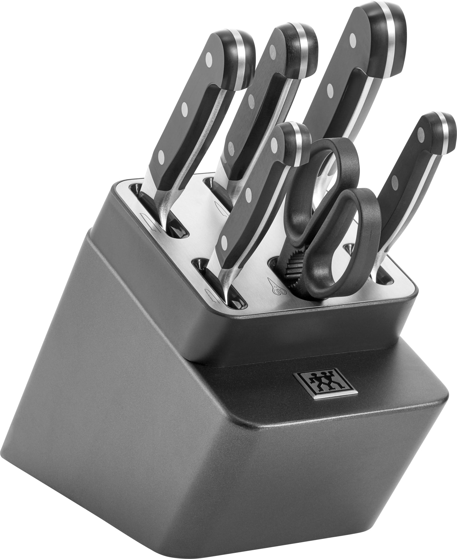 Eleganter 7tlg. Messerblock von Zwilling mit selbstschärfenden Messern, ideal für präzises Schneiden und stilvolle Küchenorganisation.