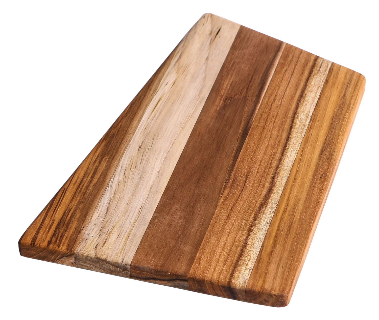 Elegantes trapezförmiges Teakholz-Schneidbrett, perfekt für Küchenliebhaber. Maße: 29x19x1.5 cm, ideal für vielseitige Anwendungen.