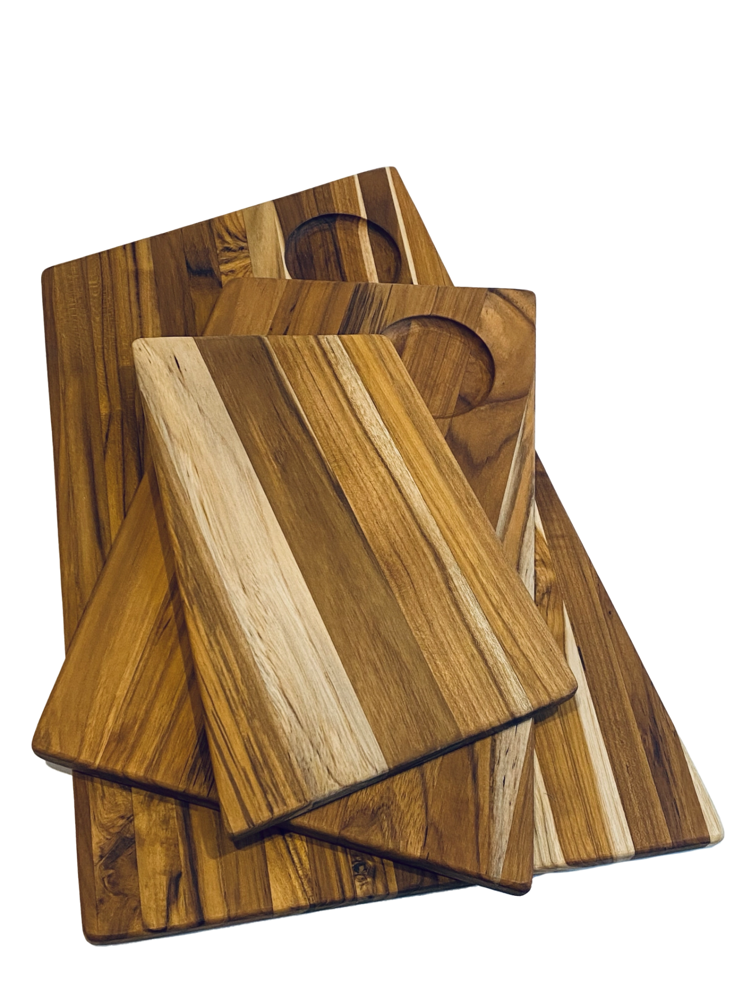 Trapezförmiges Schneidbrett aus edlem Teakholz, 29x19x1.5 cm, ideal für stilvolles Kochen und präzises Zubereiten von Speisen.