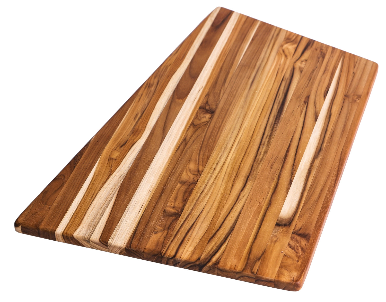 Elegantes trapezförmiges Schneidbrett aus feinem Holz, ideal für stilvolles Kochen. Maße: 48x32x1.5cm, hergestellt von Teak Haus.