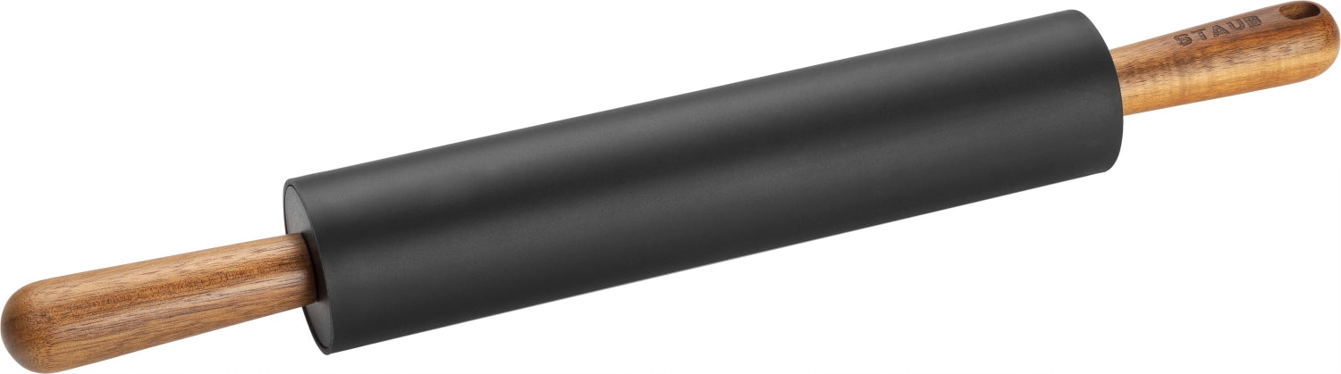 Rouleau à pâtisserie en silicone avec manches en bois d'acacia