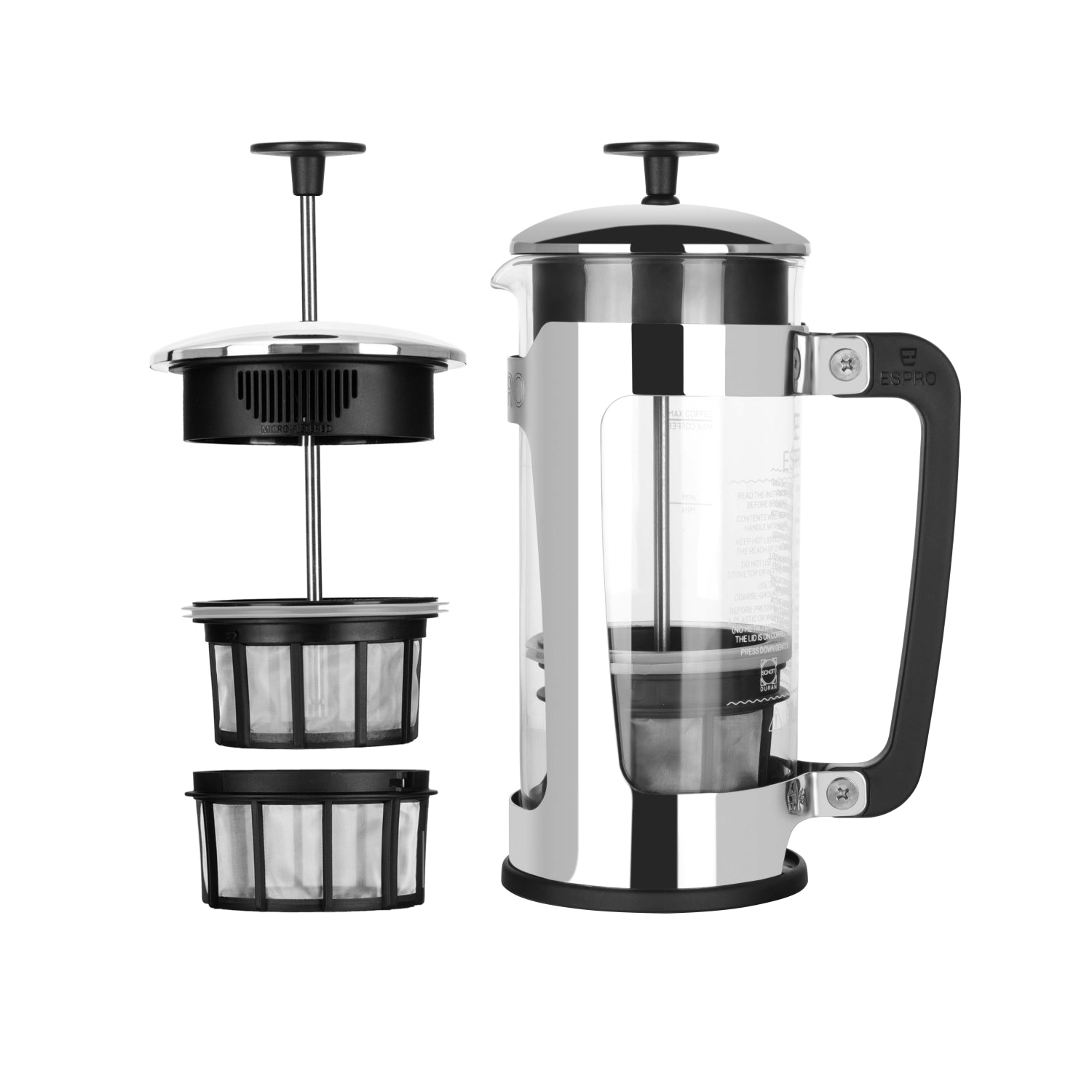 Elegante French Press P5 aus glänzendem Kunststoff mit 532ml, ideal für stilbewusste Kaffeegenießer, die Wert auf Qualität legen.