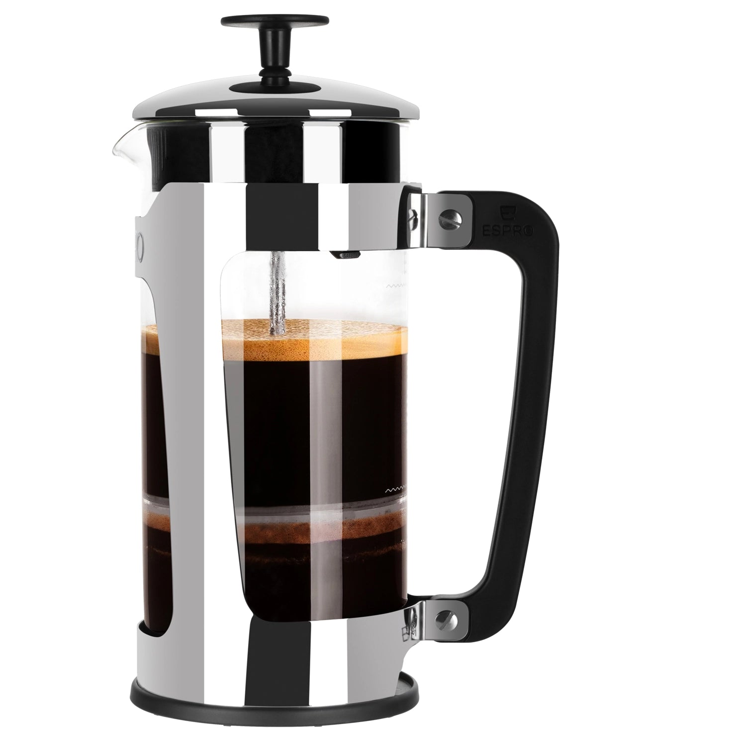 Moderne French Press P5 aus hochwertigem, glänzendem Kunststoff mit 532ml Fassungsvermögen, perfekt für aromatischen Kaffeegenuss.