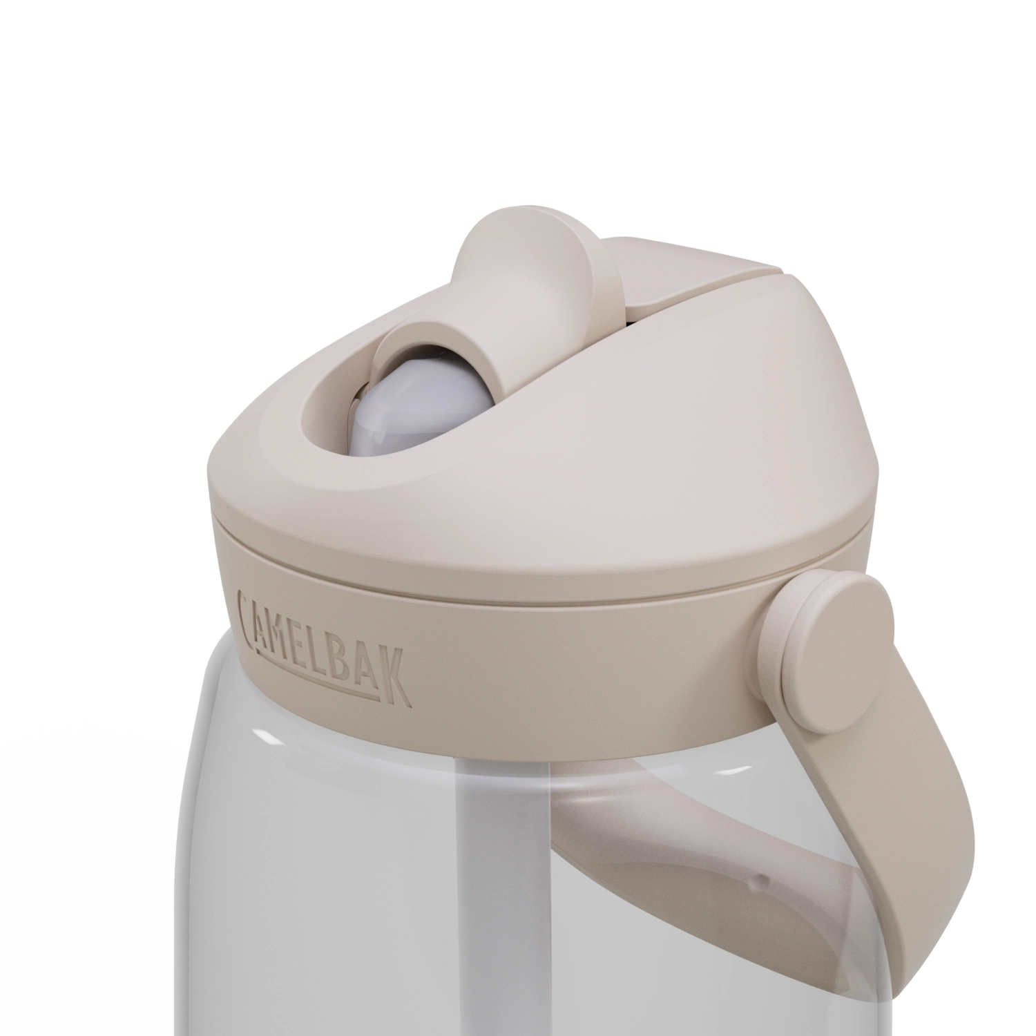 Transparente Camelbak Thrive Flip Straw 1.0l Trinkflasche, ideal für Sport und Outdoor, mit praktischem Flip-Deckel für einfaches Trinken unterwegs.