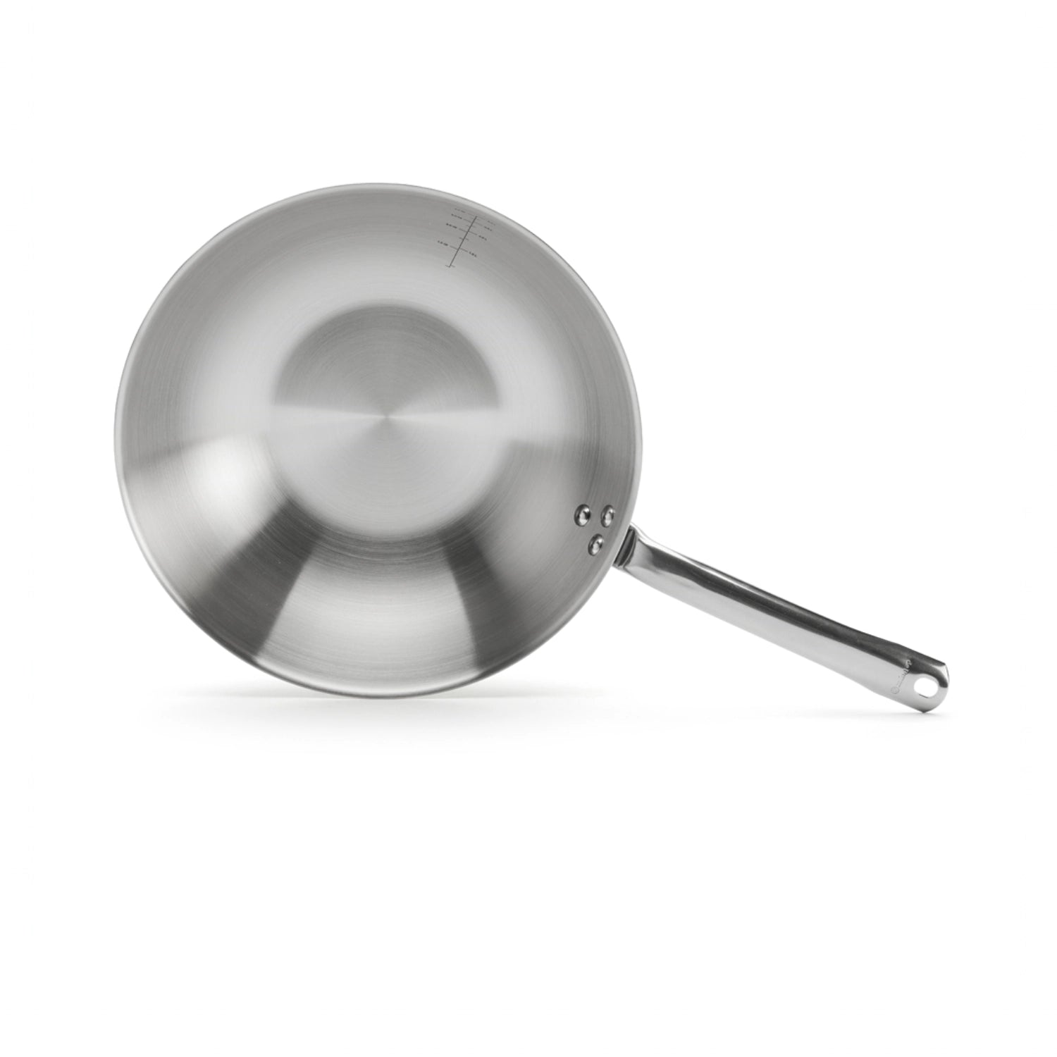 Eleganter 28 cm Wok Alchimy von de Buyer, perfekt für vielseitige Kochtechniken und gleichmäßige Hitzeverteilung.