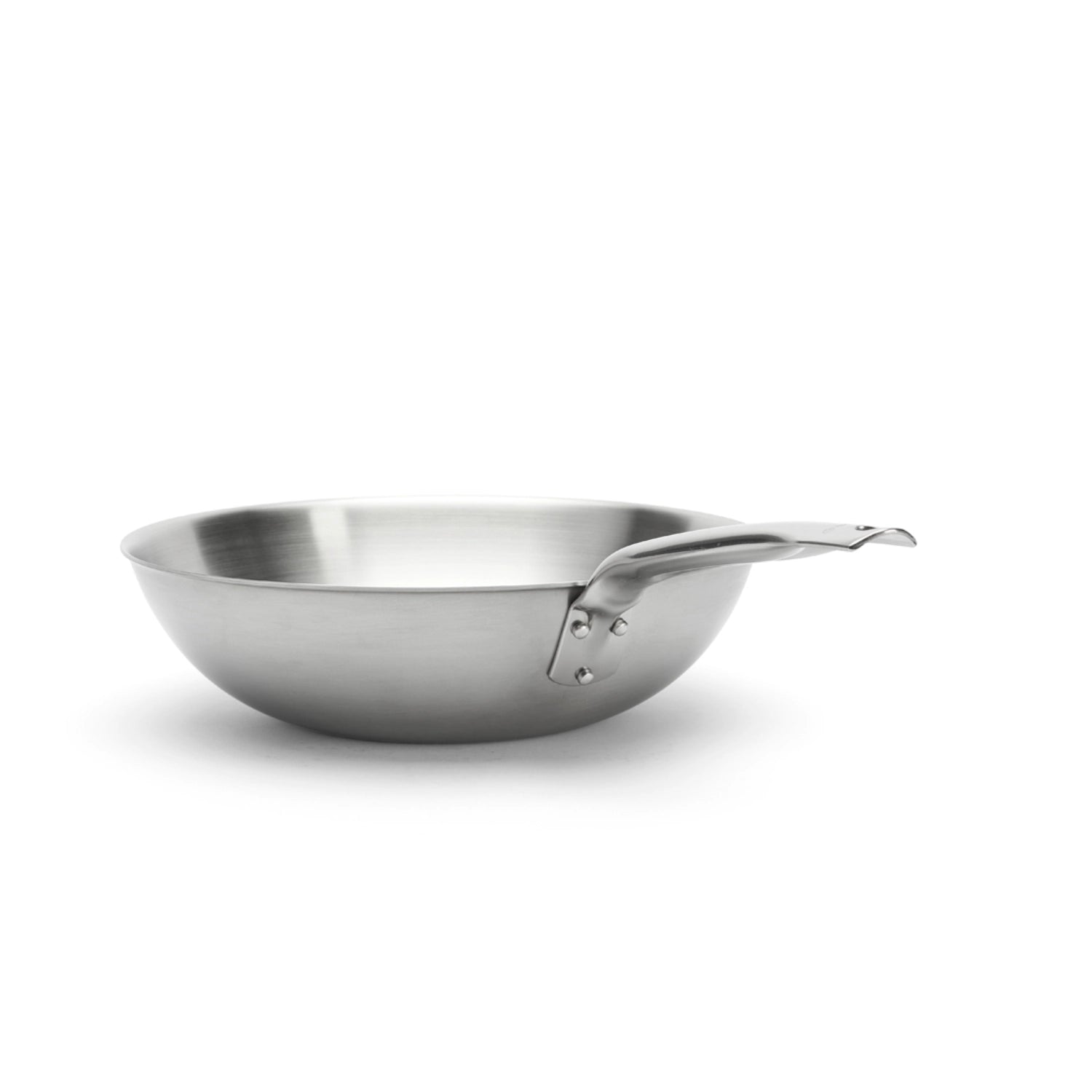 Eleganter 28 cm Wok Alchimy von de Buyer, perfekt für vielseitige Kochtechniken und gleichmäßige Hitzeverteilung in der Küche.