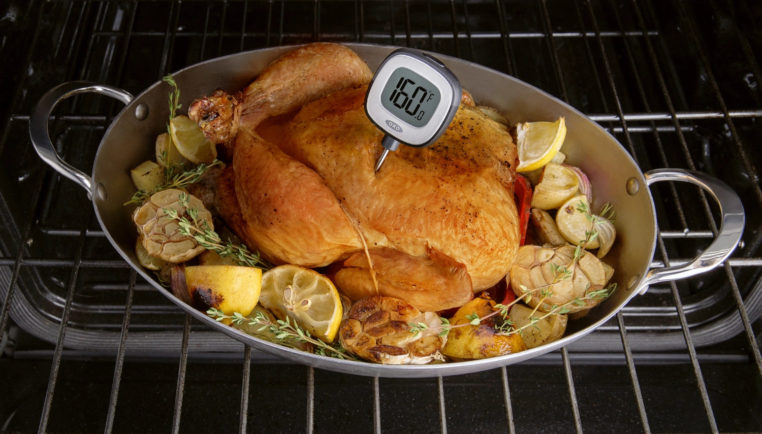 OXO Good Grips Digitalthermometer für Grill und Ofen, misst Temperaturen bis 90°C, sorgt für exakte Ergebnisse beim Kochen und Grillen.