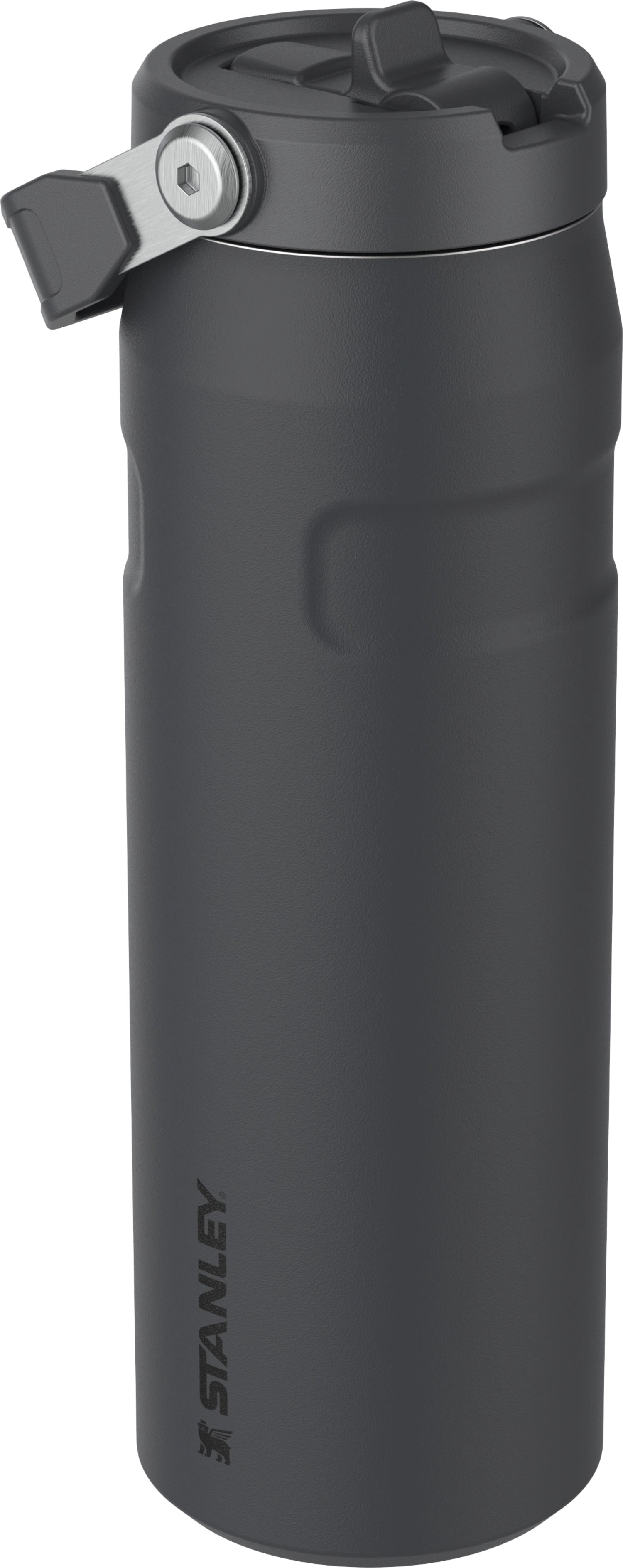 Stylische Stanley IceFlow Flip Straw Flasche in Schwarz, 0.7l, ideal für unterwegs, mit praktischem Flip-Strohhalm für einfaches Trinken.