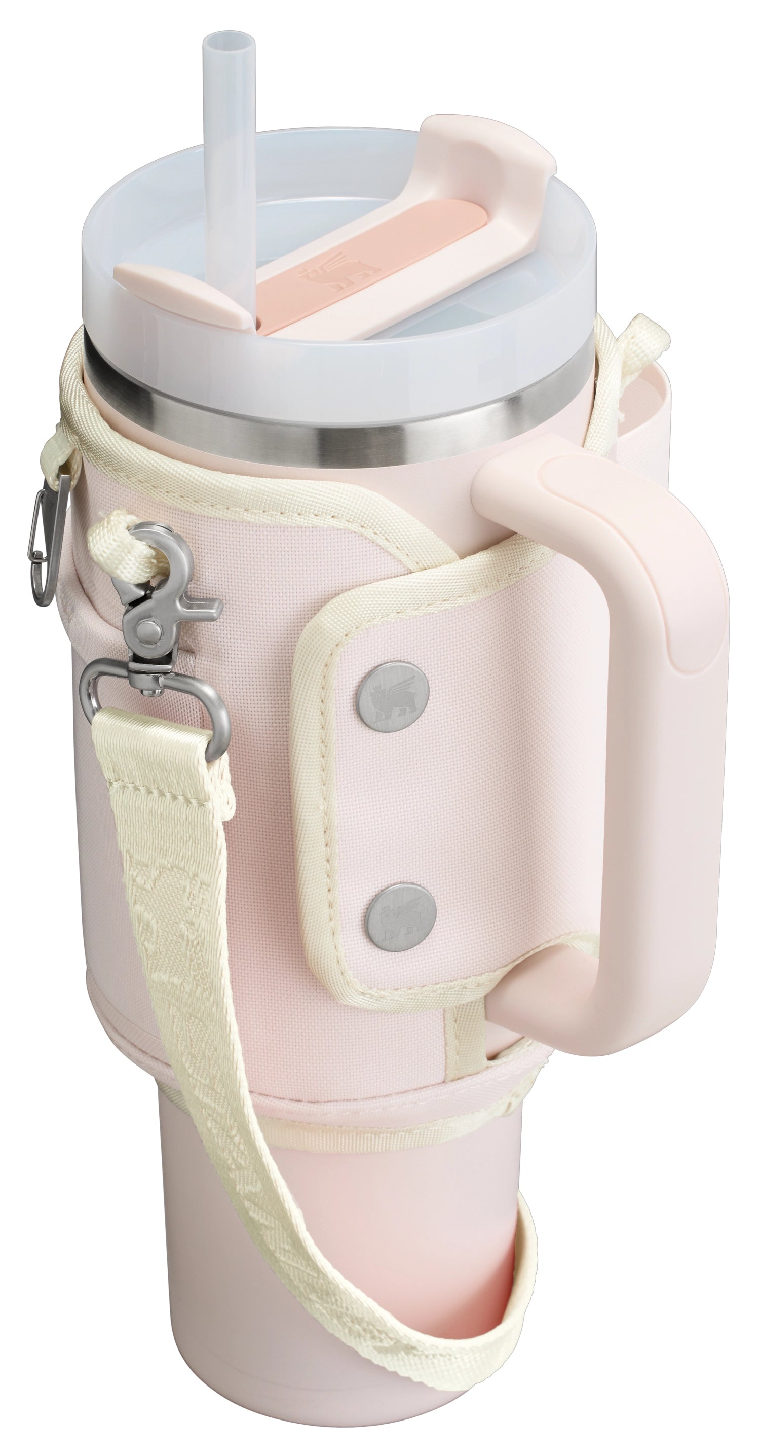 Stylische All-Day Quencher Carry-All 0.89l in zartem Rose Quartz von Stanley, ideal für unterwegs und perfekt für alle Getränke.