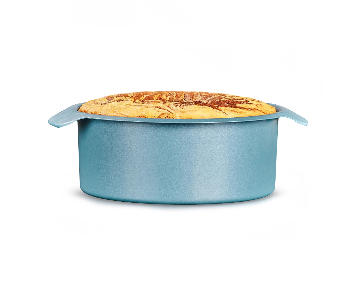 Zwei runde Backformen von Joseph Joseph in 20 und 23 cm, ideal für Kuchen und Desserts, stapelbar für einfache Lagerung.