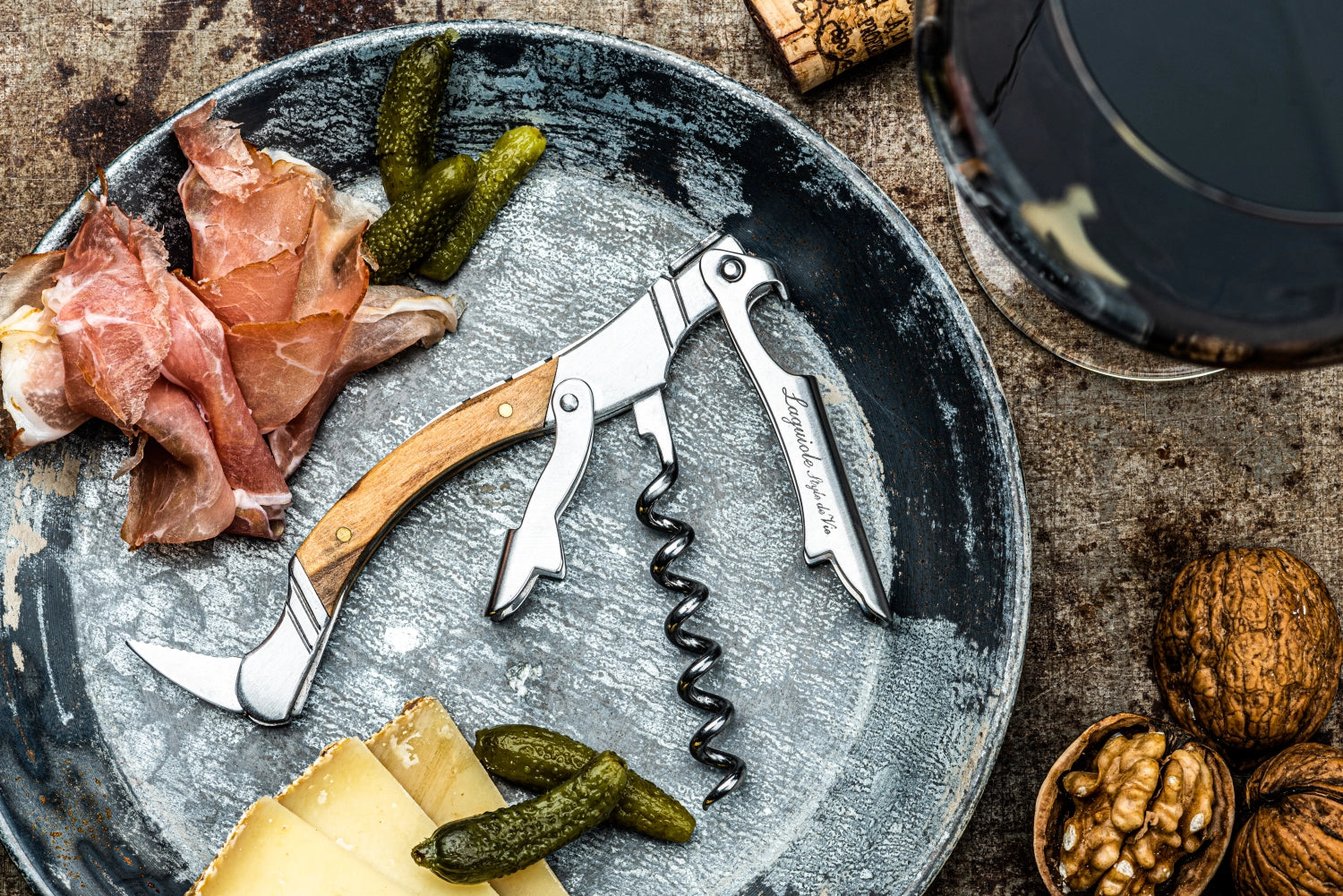 Laguiole luxury line cork puller olive wood