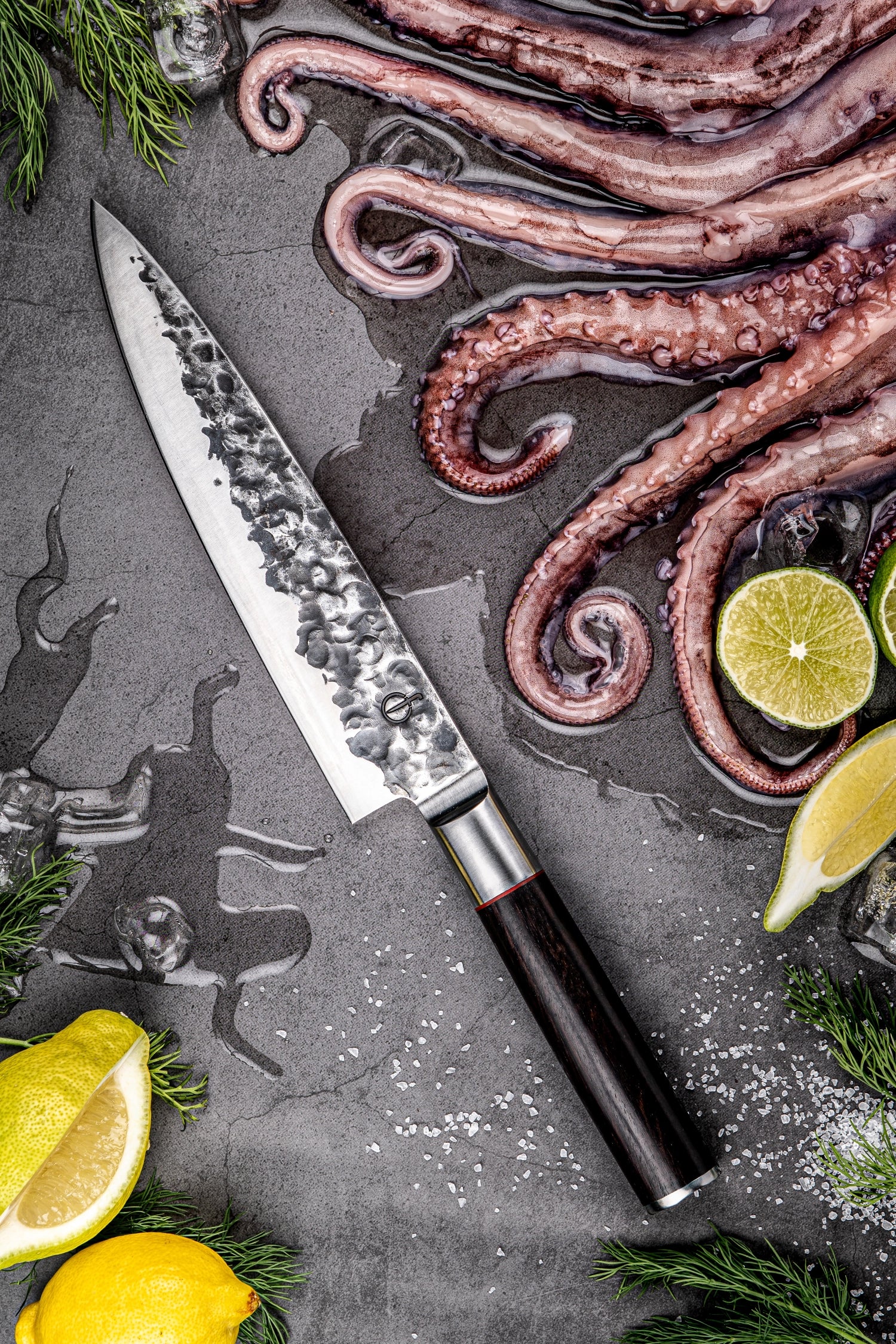 Sebra Kochmesser 20cm in leuchtendem Gelb, ideal für präzises Schneiden in der Küche, von der Marke Forged.