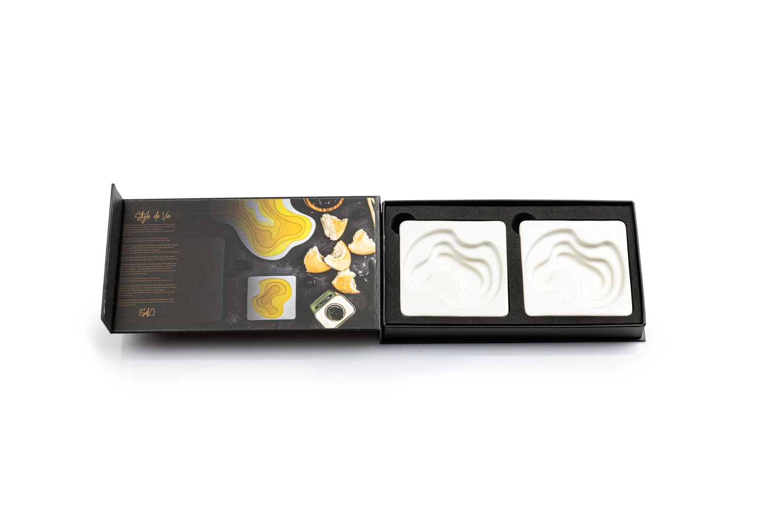 Elegantes 2er Set aus feiner Keramik, ideal für Olivenöl und Dips, bringt einen Hauch von Raffinesse auf jeden Esstisch.