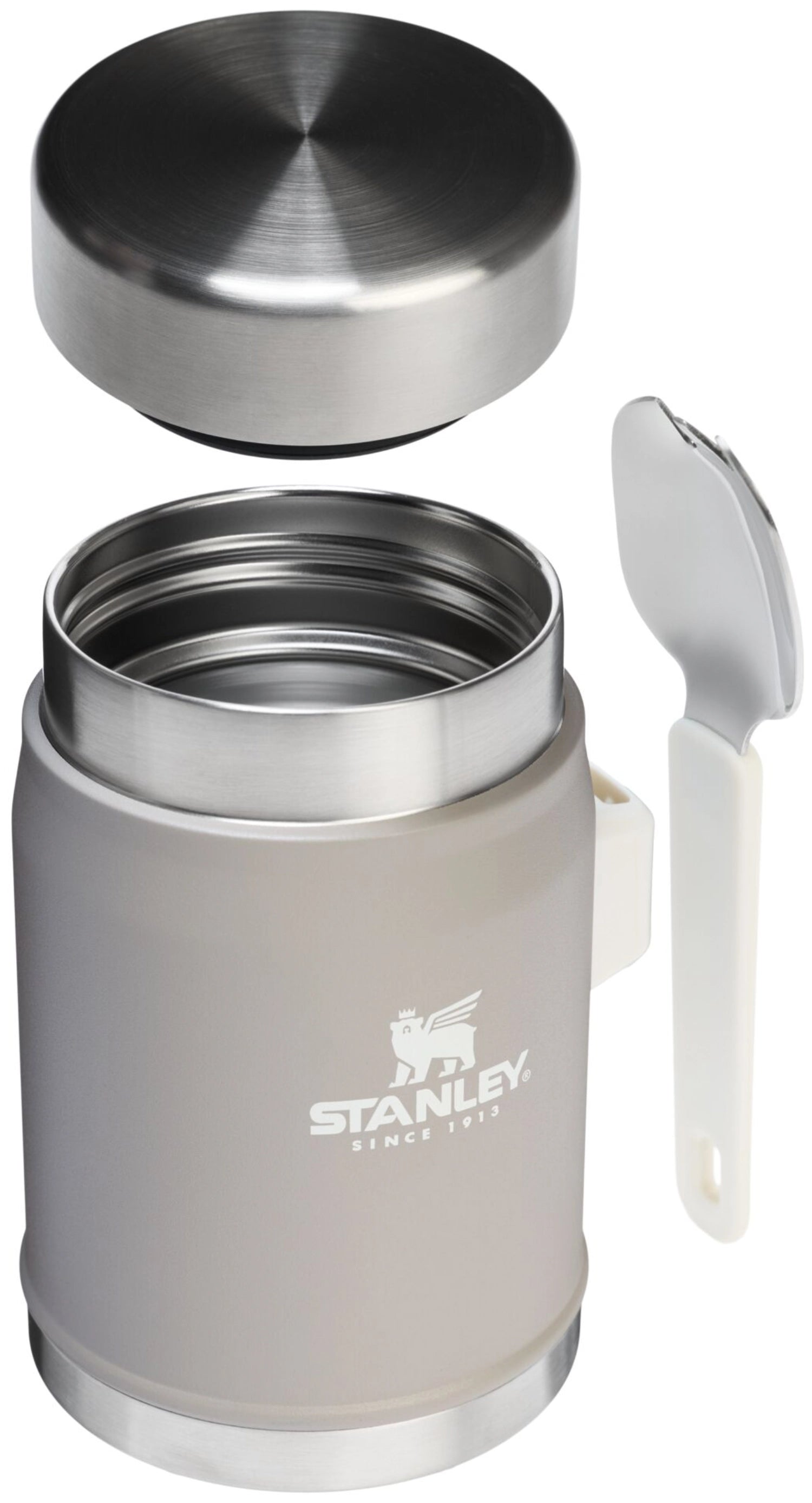 Stylischer Stanley Food Jar in Ash 2.0 mit 0.4l Fassungsvermögen, perfekt für warme Mahlzeiten unterwegs, inklusive praktischem Spork.