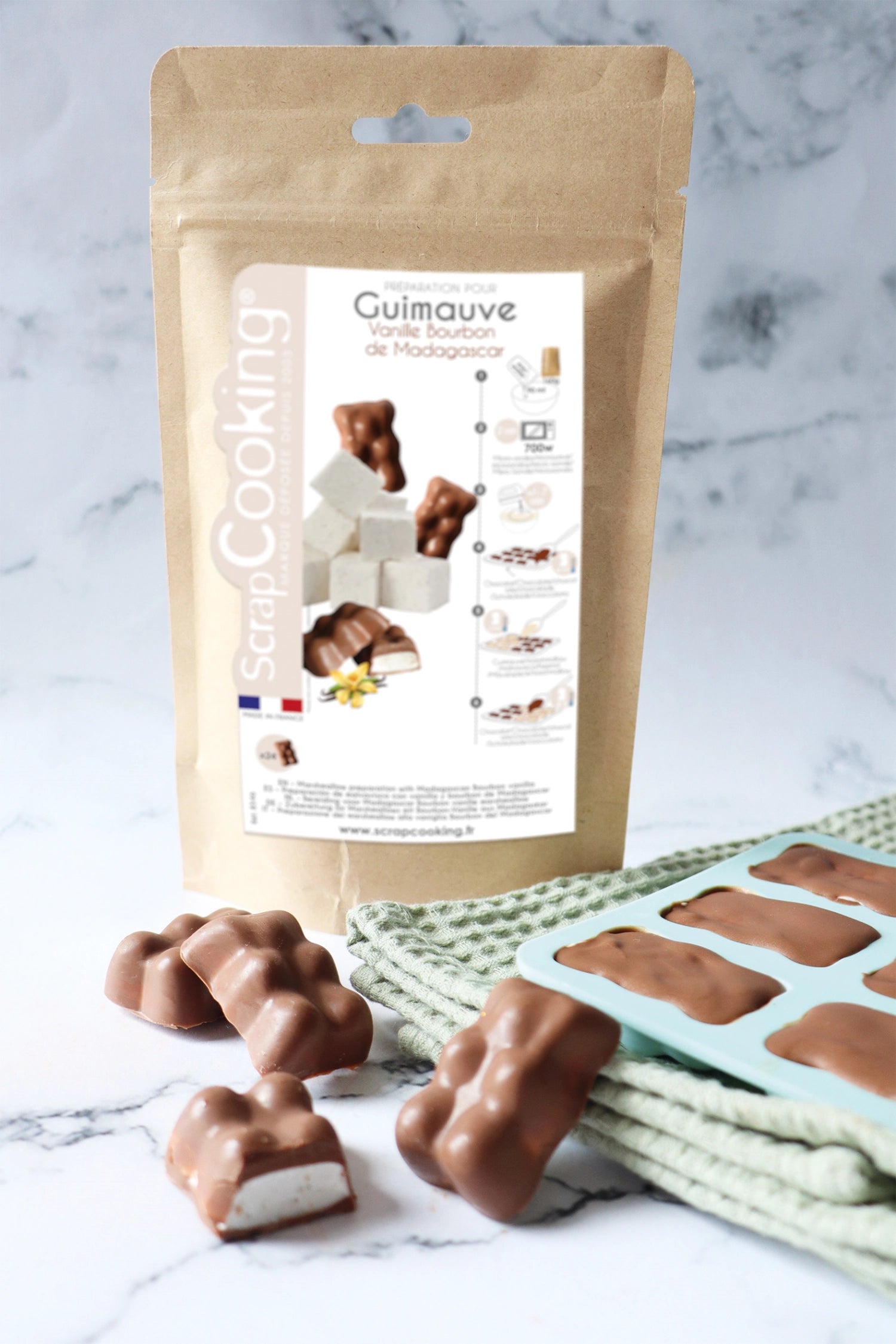 Fertigmischung für zarte Vanille-Marshmallows, 160g, ideal zum Backen und Verfeinern von Desserts, von Scrap Cooking.