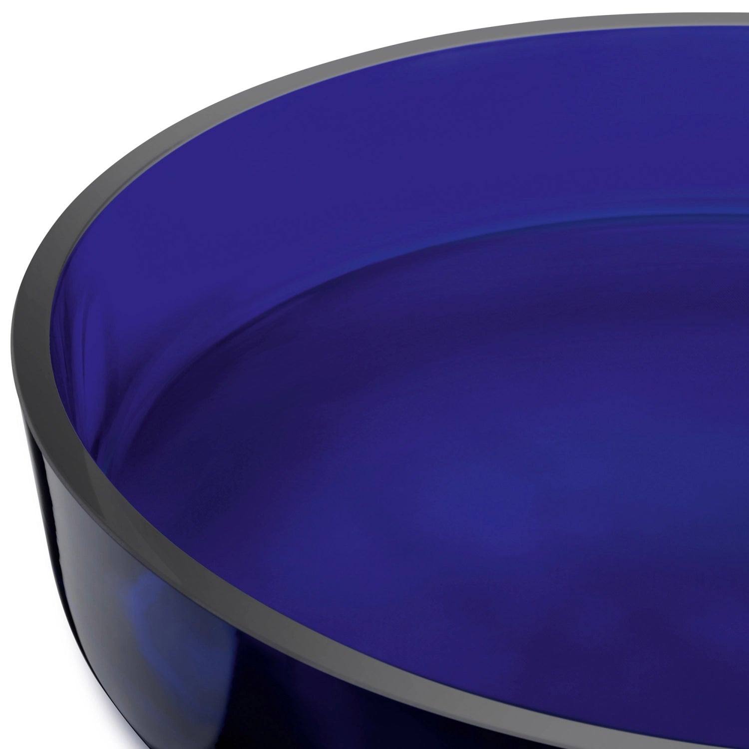 Elegante Glas-Schale in strahlendem Cobalt-Blau, 35 cm Durchmesser, perfekt für kreative Tischdekorationen und festliche Anlässe.