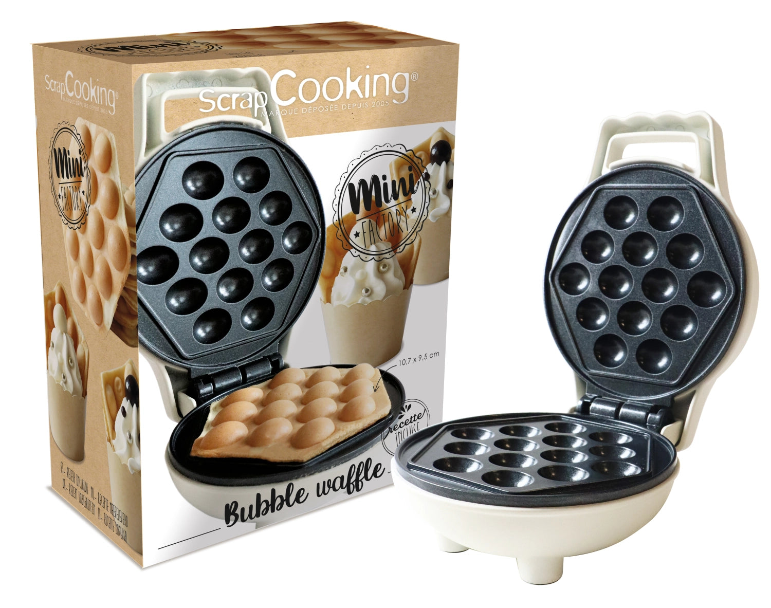 Kreatives Mini Waffeleisen in stilvollem Weiß, perfekt für die Zubereitung von köstlichen Bubble-Waffeln für besondere Anlässe.